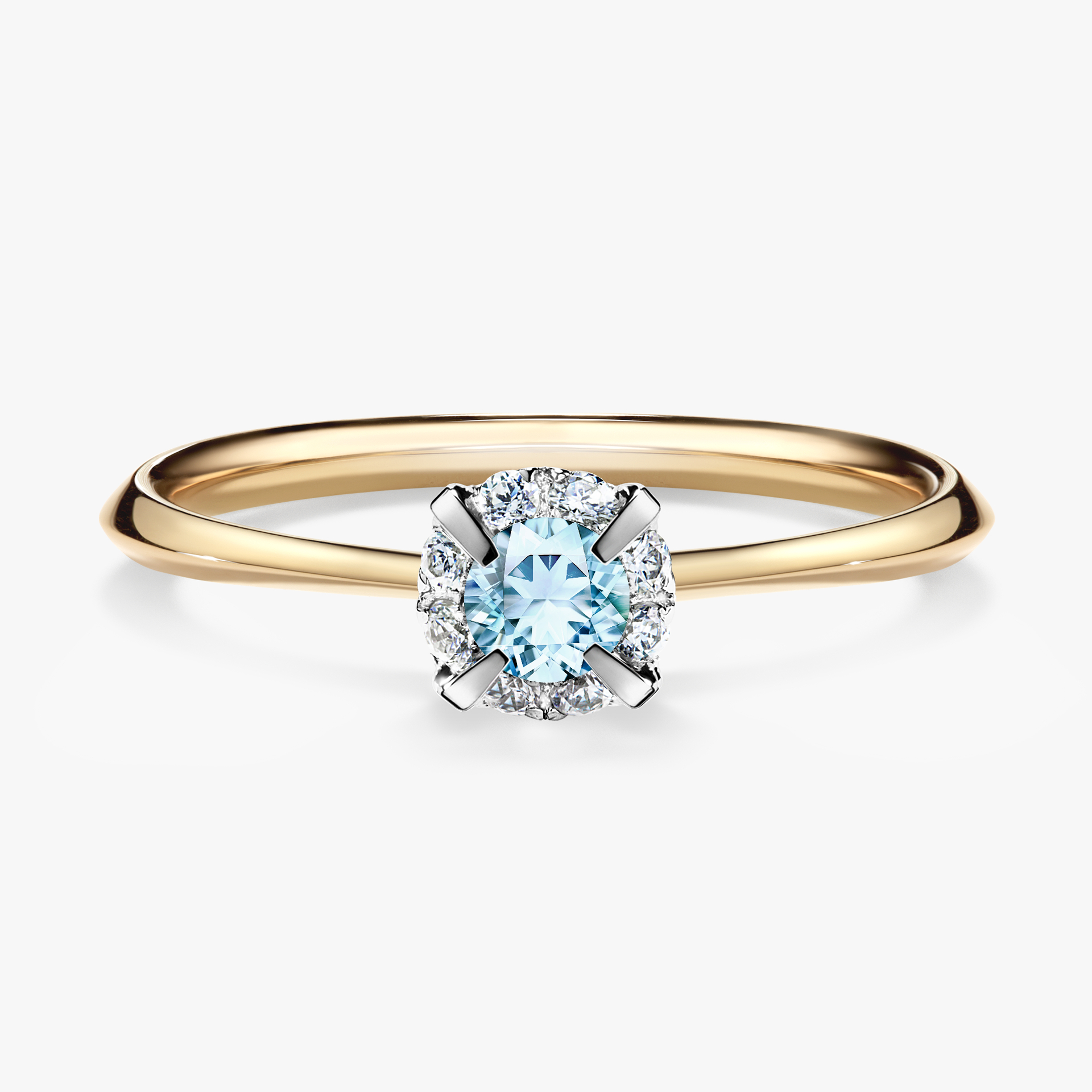 Pierścionek zaręczynowy My Beauty z żółtego złota z akwamarynem 0,14ct