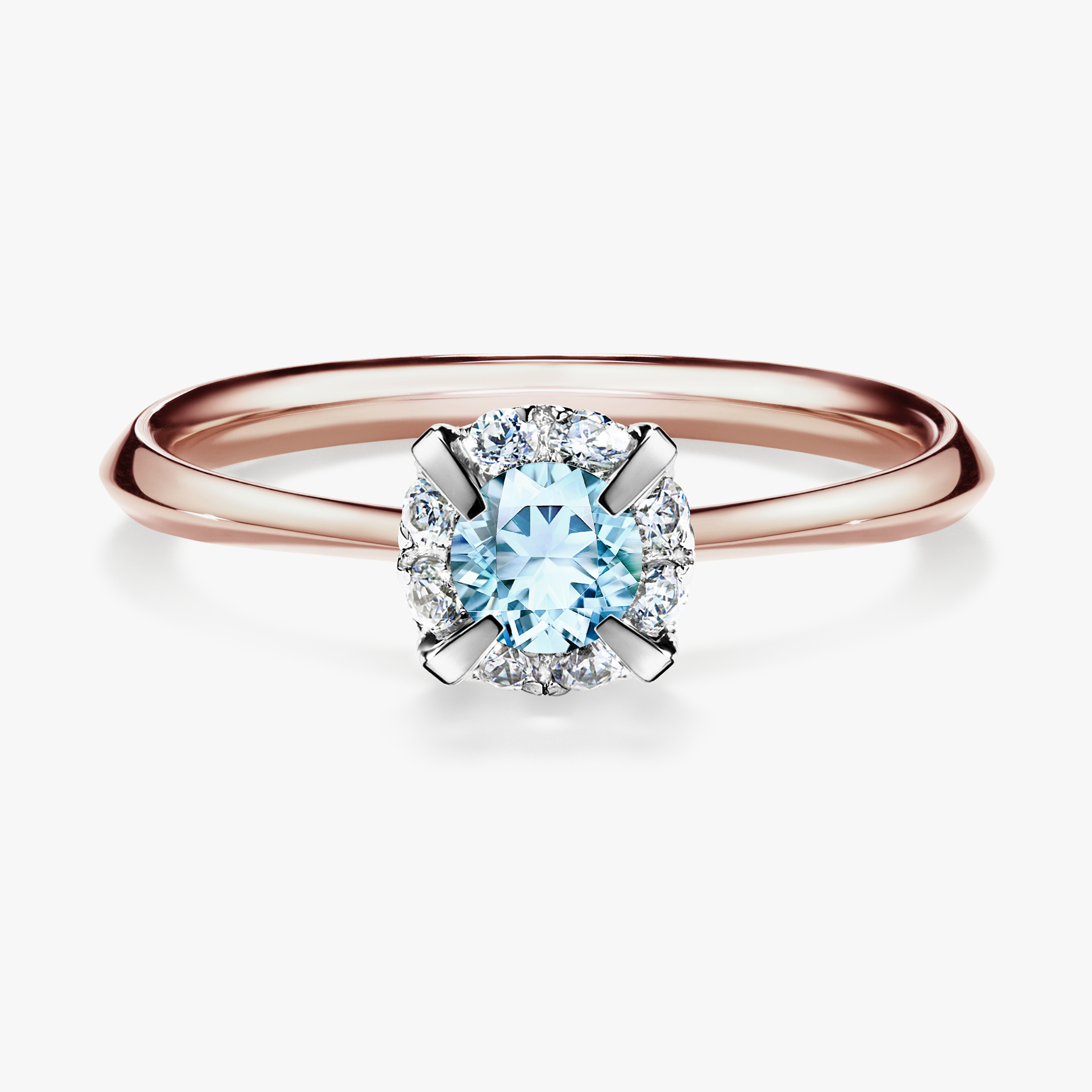 Pierścionek zaręczynowy My Beauty z różowego złota z akwamarynem 0,33ct