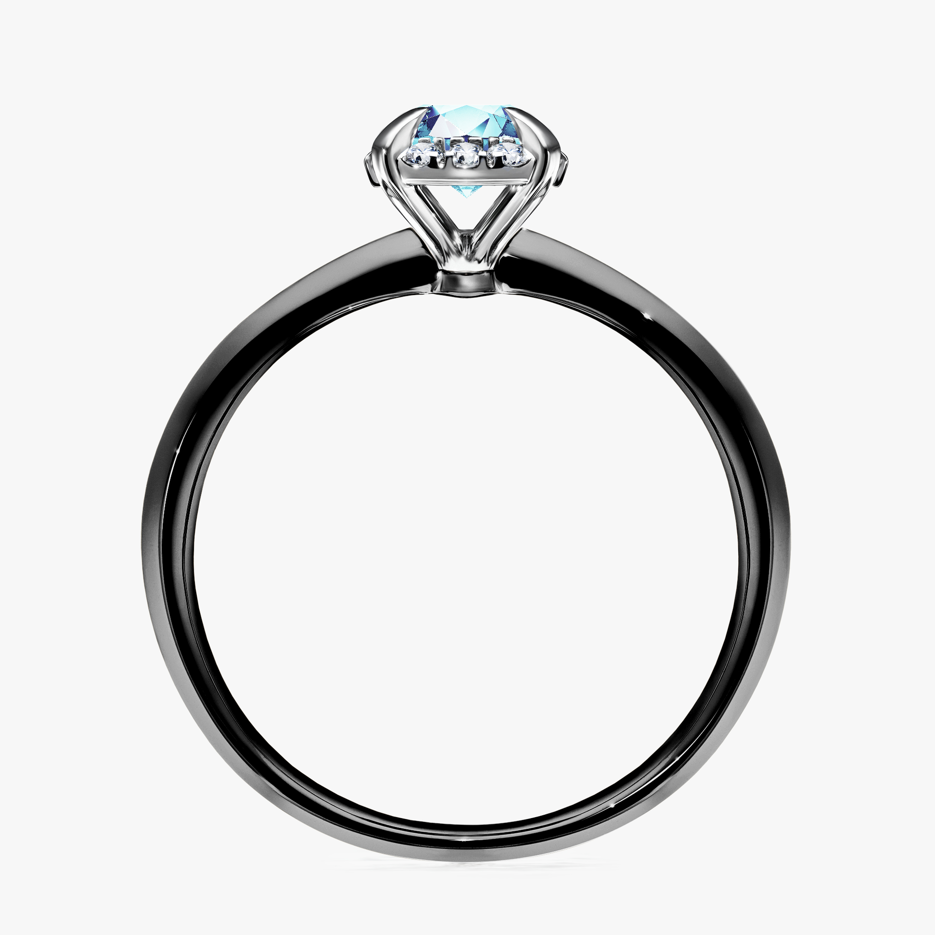 Pierścionek zaręczynowy My Beauty z czarnego złota z akwamarynem 0,62ct