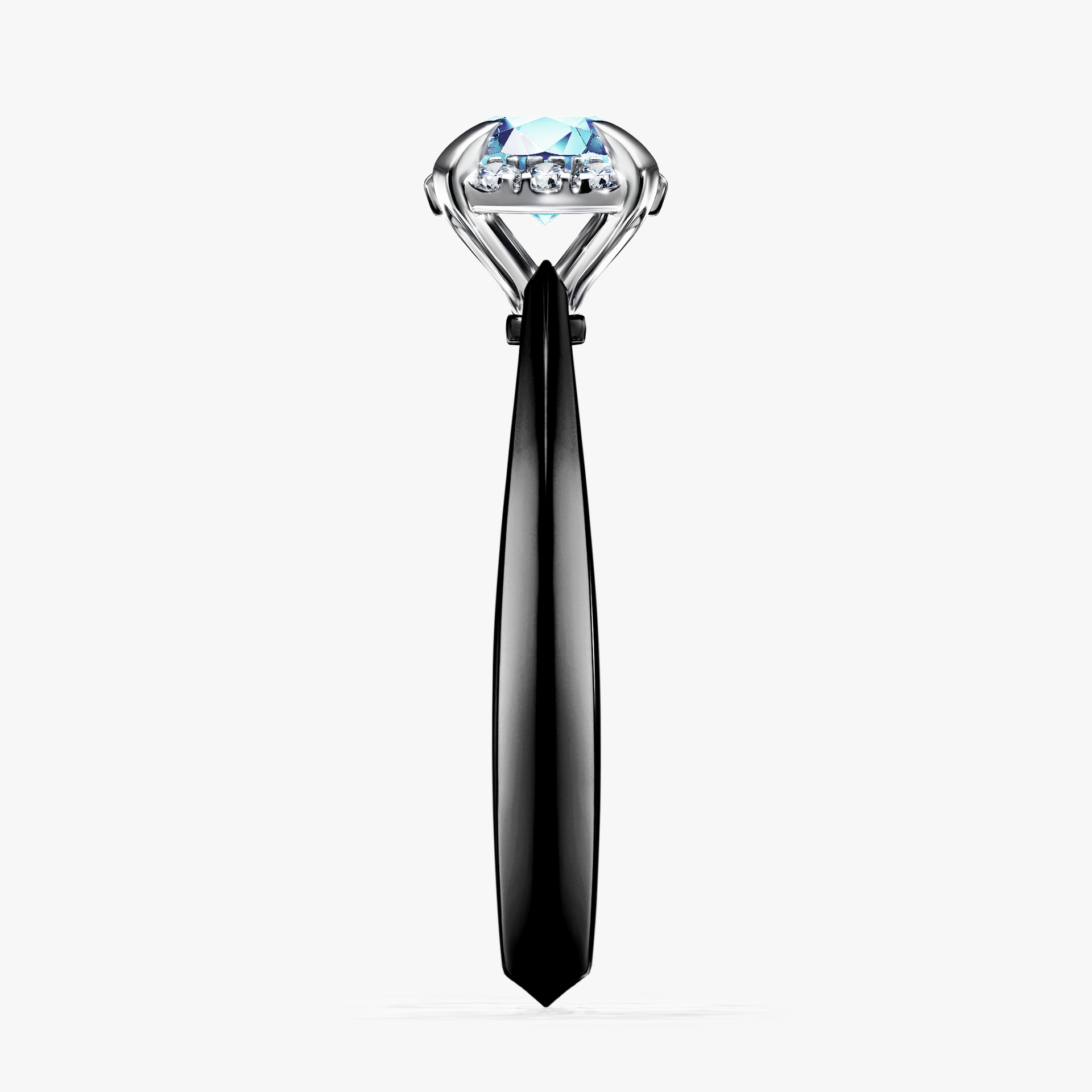 Pierścionek zaręczynowy My Beauty z czarnego złota z akwamarynem 0,62ct