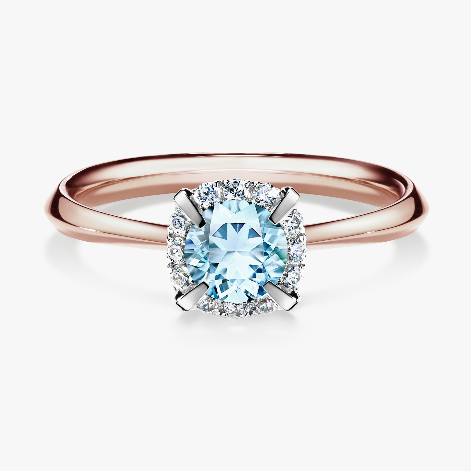 Pierścionek zaręczynowy My Beauty z różowego złota z akwamarynem 0,62ct