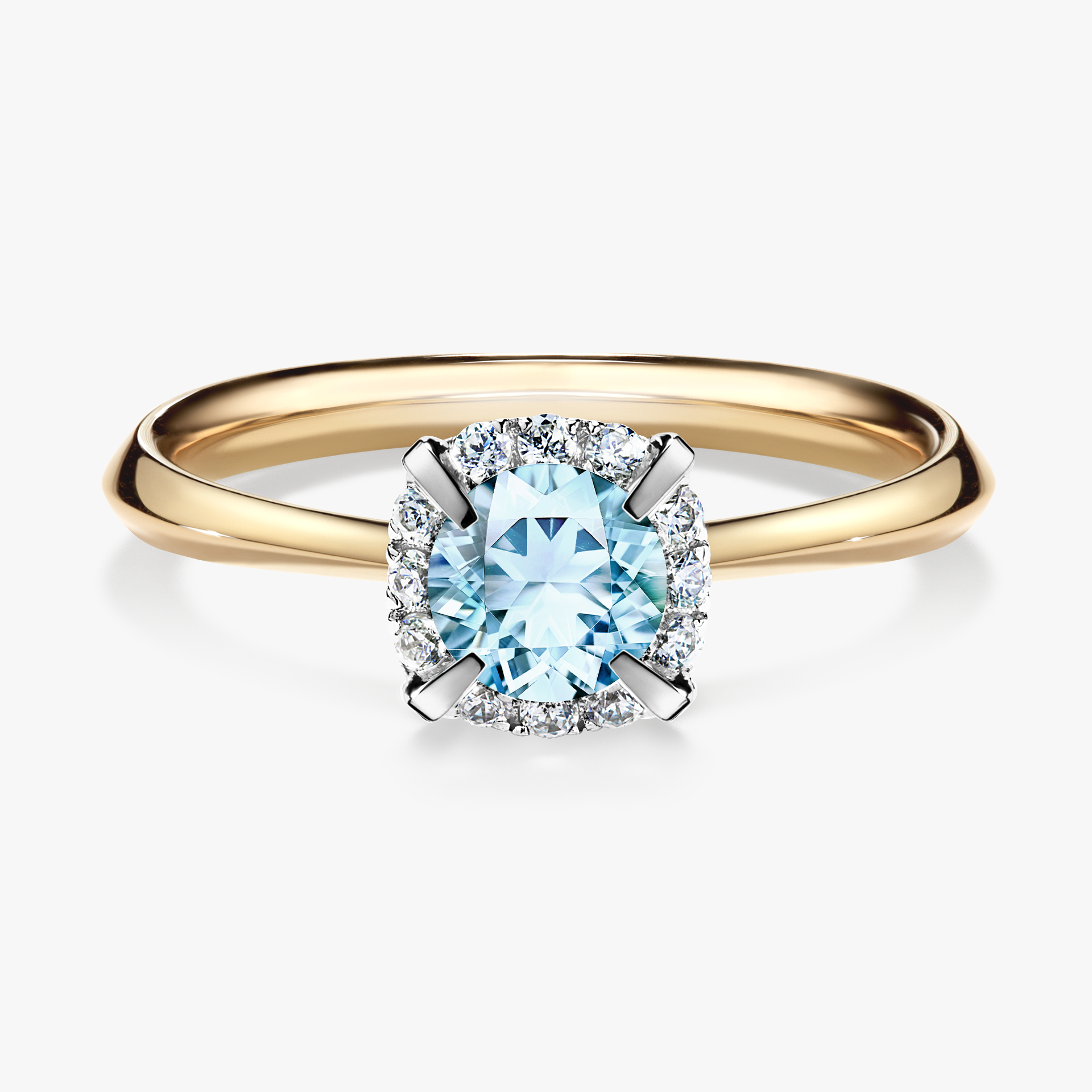 Pierścionek zaręczynowy My Beauty z żółtego złota z akwamarynem 0,62ct