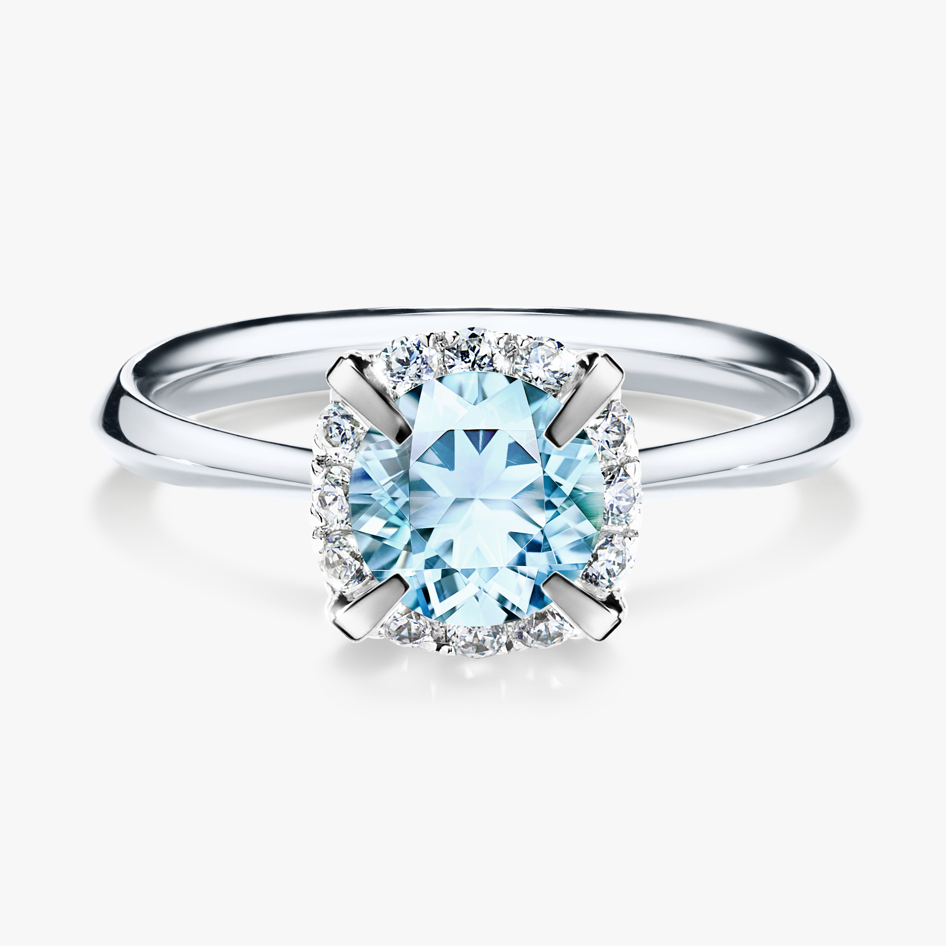 Pierścionek zaręczynowy My Beauty z białego złota z akwamarynem 0,98ct