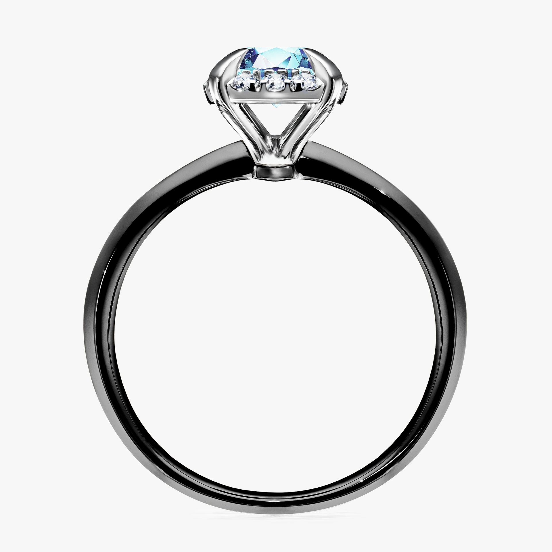 Pierścionek zaręczynowy My Beauty z czarnego złota z akwamarynem 0,98ct