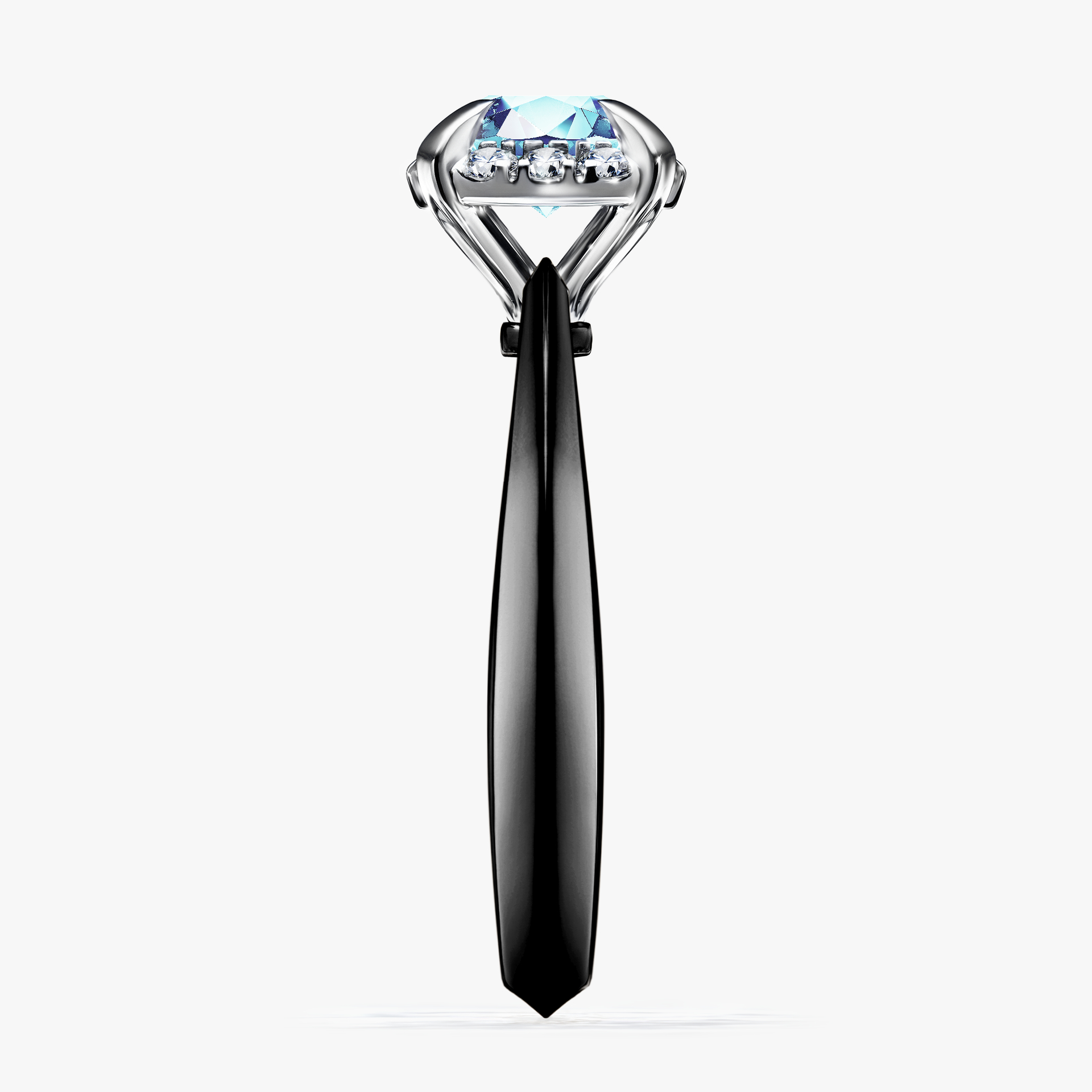 Pierścionek zaręczynowy My Beauty z czarnego złota z akwamarynem 0,98ct