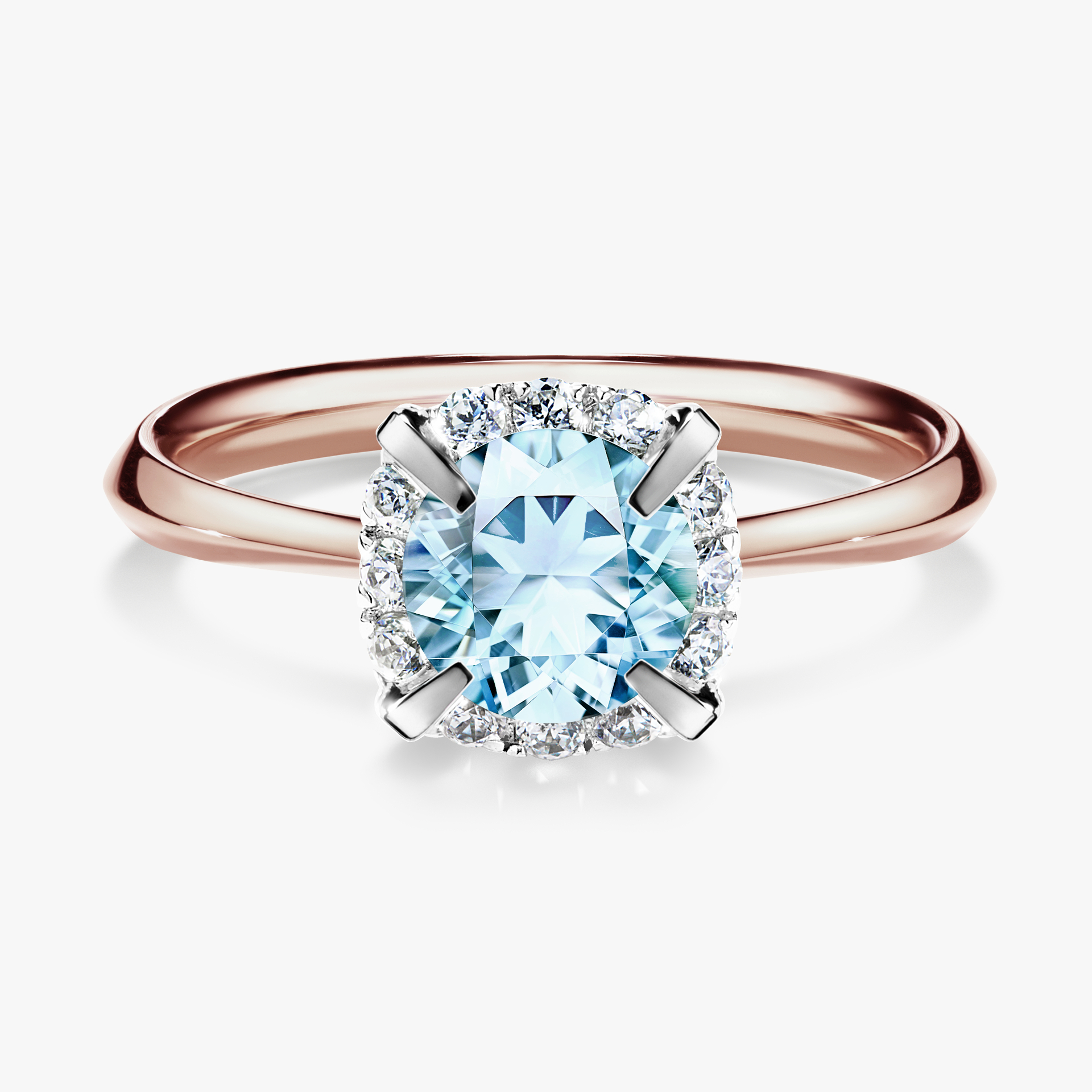 Pierścionek zaręczynowy My Beauty z różowego złota z akwamarynem 0,98ct
