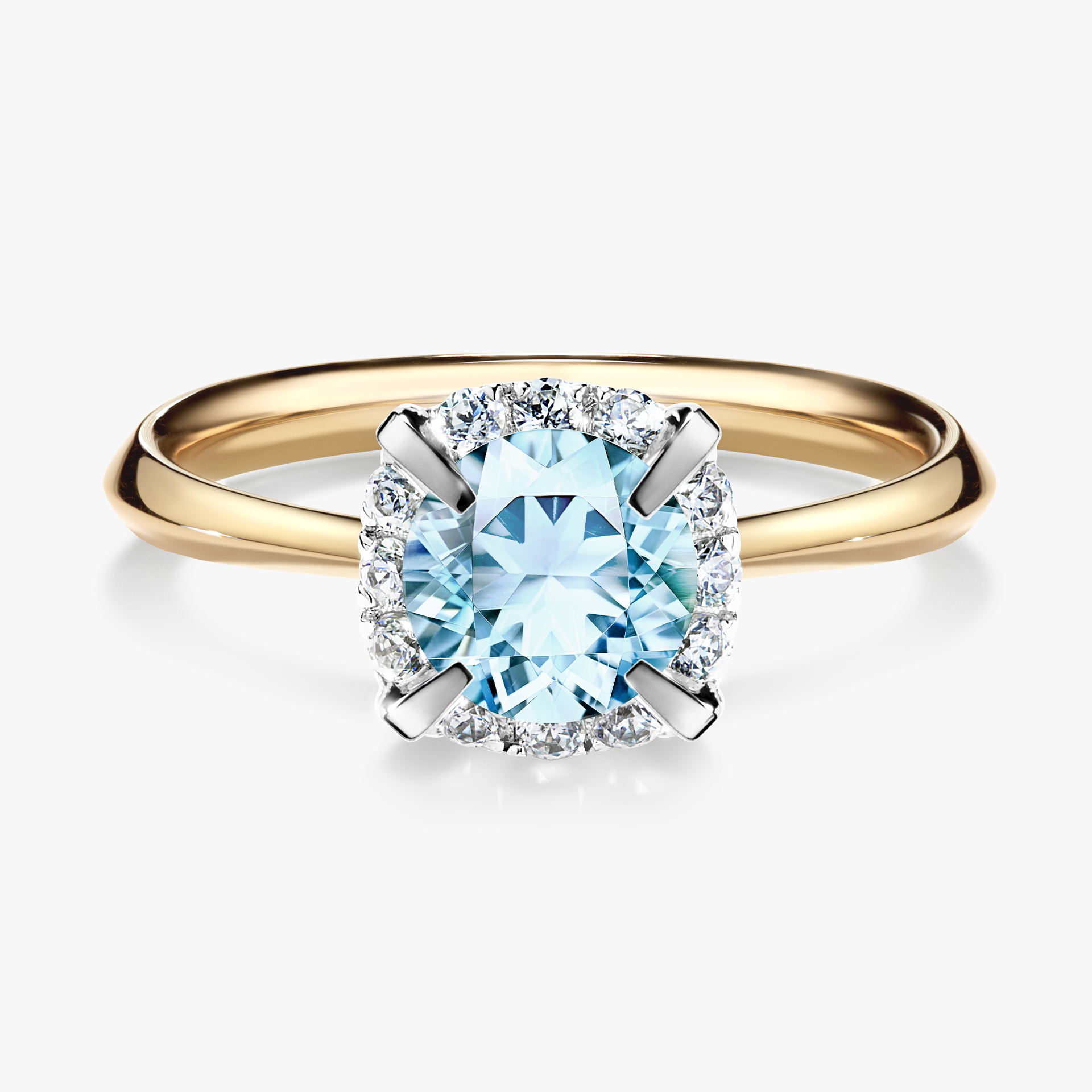 Pierścionek zaręczynowy My Beauty z żółtego złota z akwamarynem 0,98ct