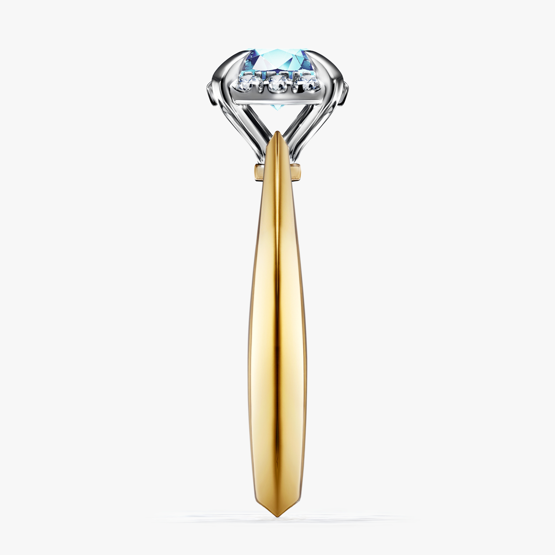 Pierścionek zaręczynowy My Beauty z żółtego złota z akwamarynem 0,98ct