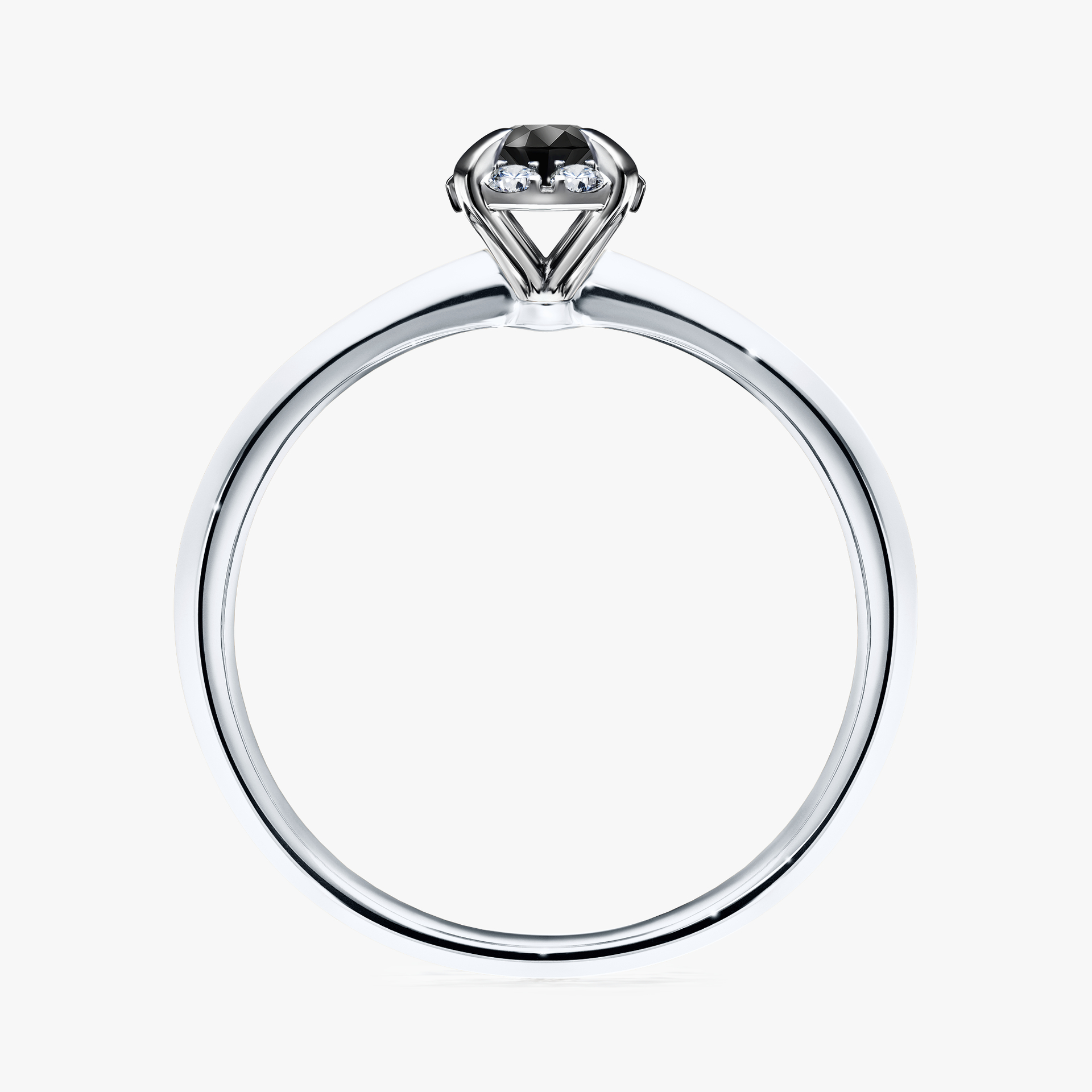 Pierścionek zaręczynowy My Beauty z białego złota z czarnym diamentem 0,14ct