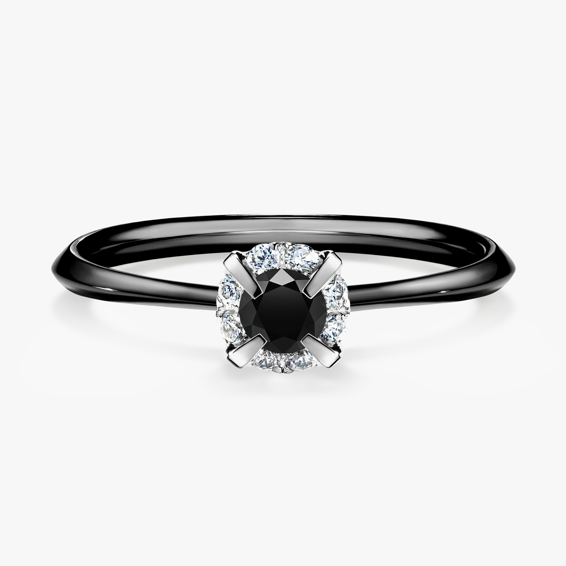 Pierścionek zaręczynowy My Beauty z czarnego złota z czarnym diamentem 0,14ct