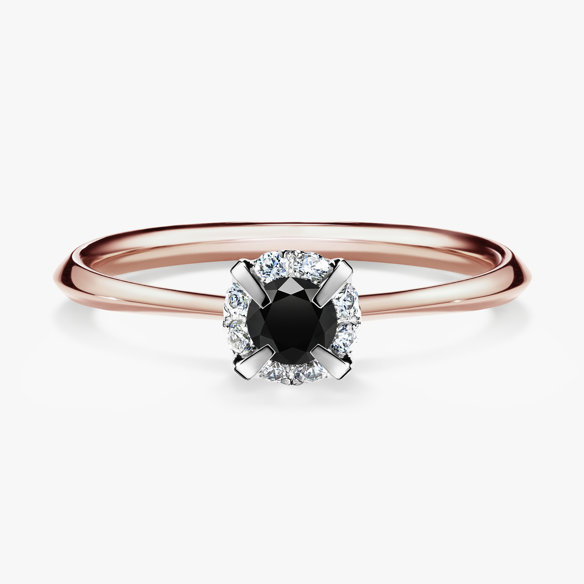 Pierścionek zaręczynowy My Beauty z różowego złota z czarnym diamentem 0,14ct