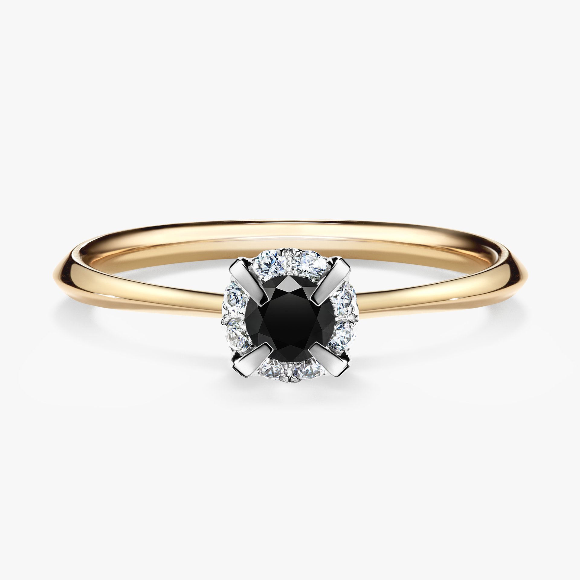 Pierścionek zaręczynowy My Beauty z żółtego złota z czarnym diamentem 0,14ct