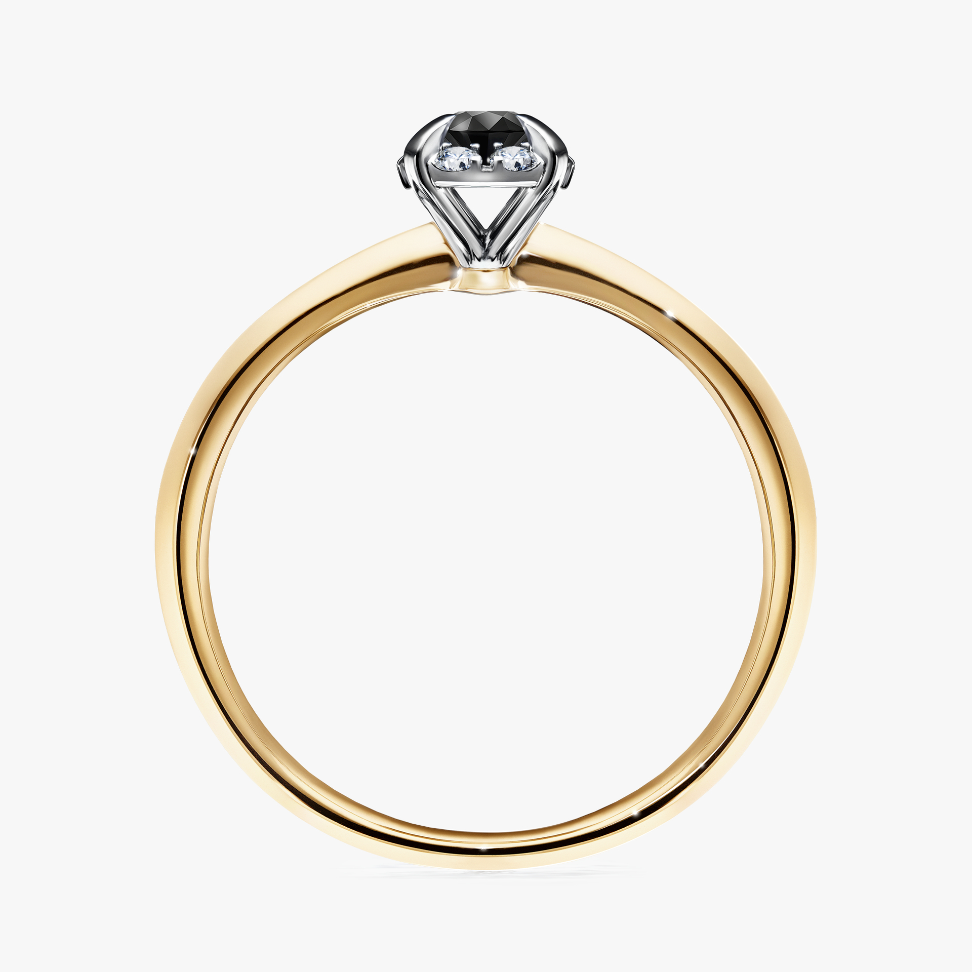 Pierścionek zaręczynowy My Beauty z żółtego złota z czarnym diamentem 0,14ct