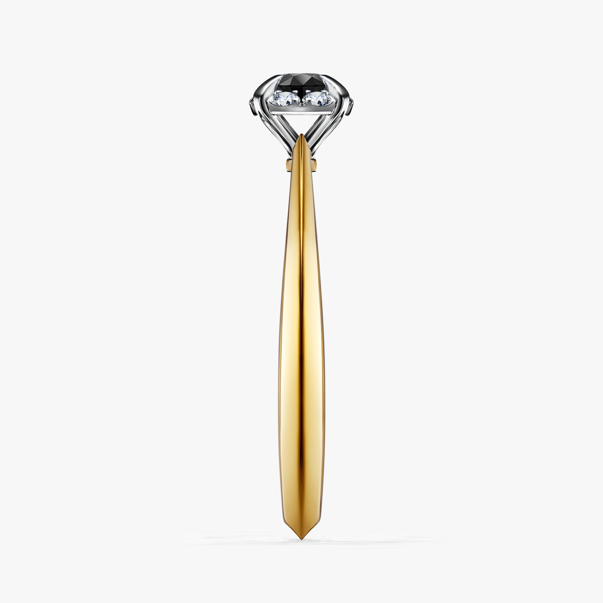 Pierścionek zaręczynowy My Beauty z żółtego złota z czarnym diamentem 0,14ct