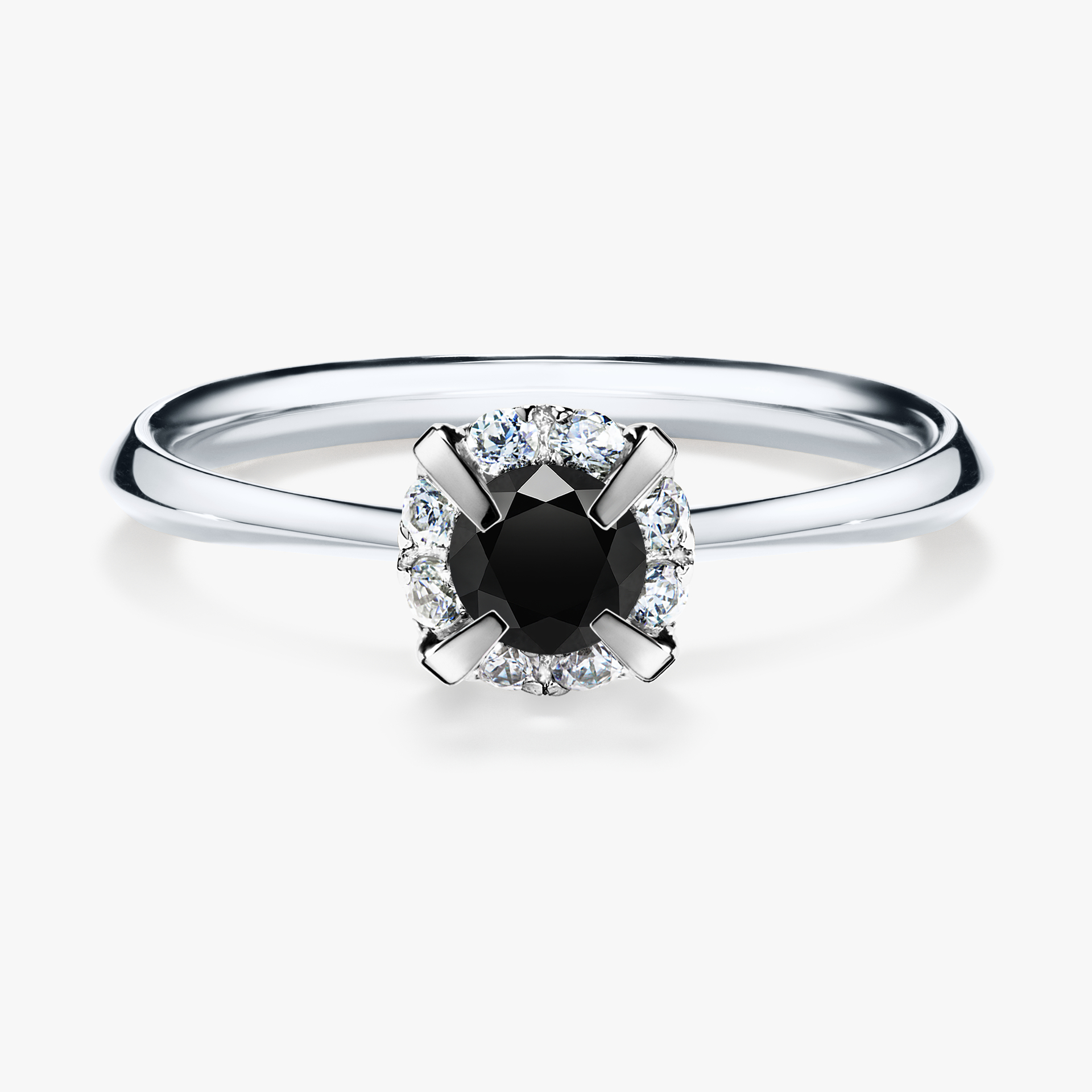 Pierścionek zaręczynowy My Beauty z białego złota z czarnym diamentem 0,33ct