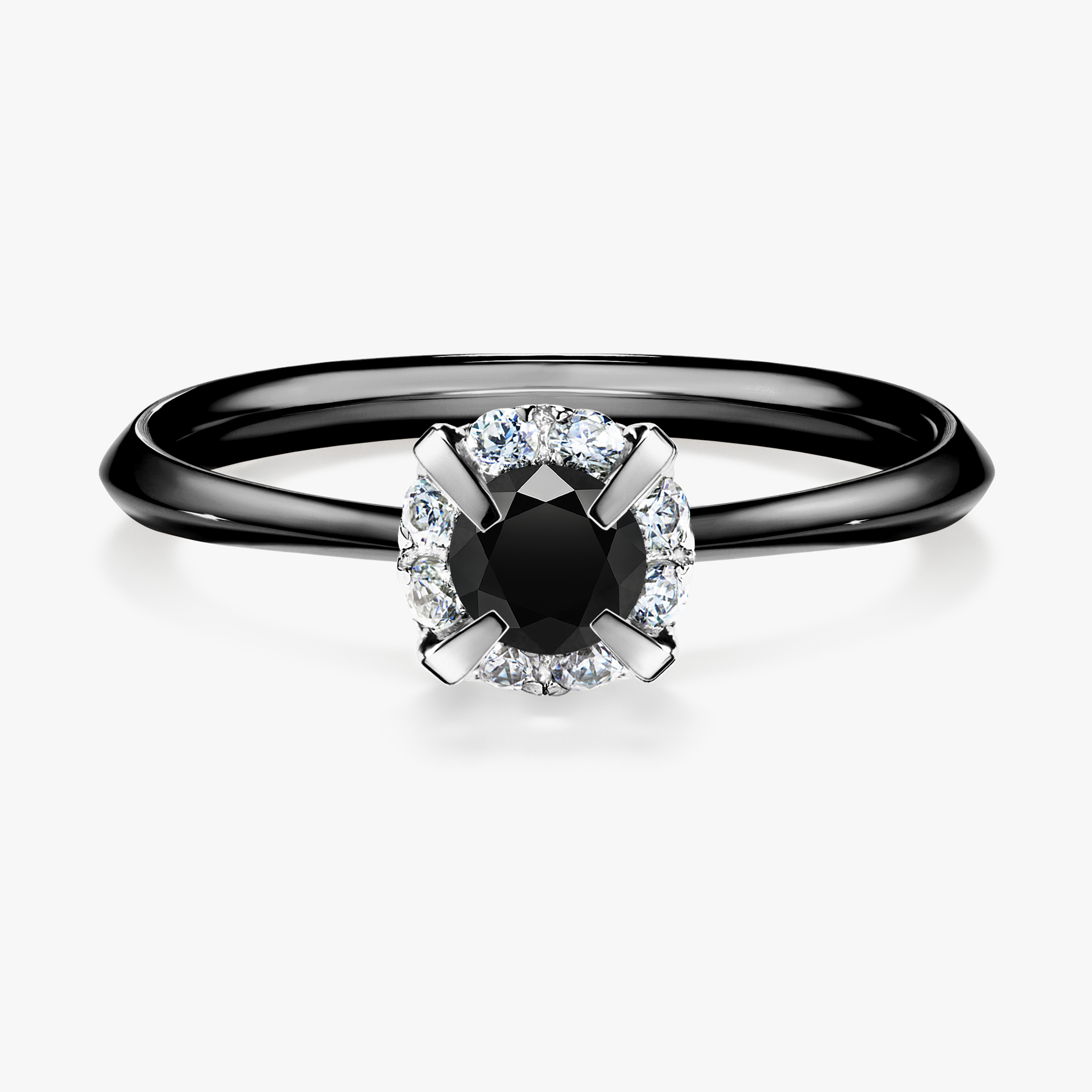 Pierścionek zaręczynowy My Beauty z czarnego złota z czarnym diamentem 0,33ct