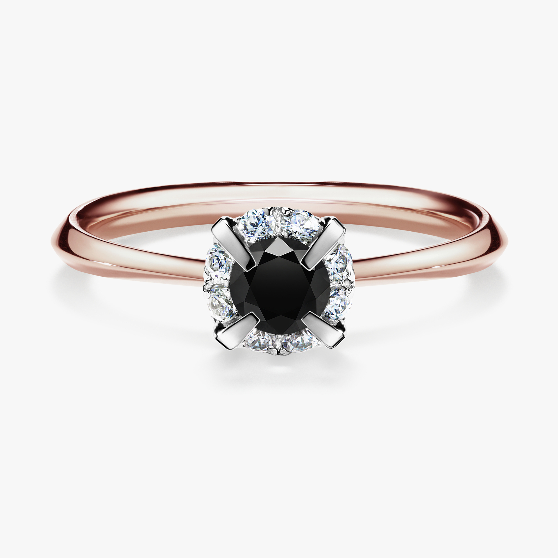 Pierścionek zaręczynowy My Beauty z różowego złota z czarnym diamentem 0,33ct