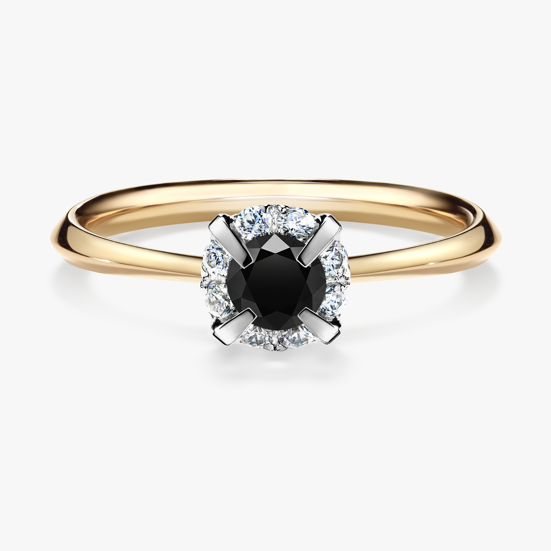 Pierścionek zaręczynowy My Beauty z żółtego złota z czarnym diamentem 0,33ct