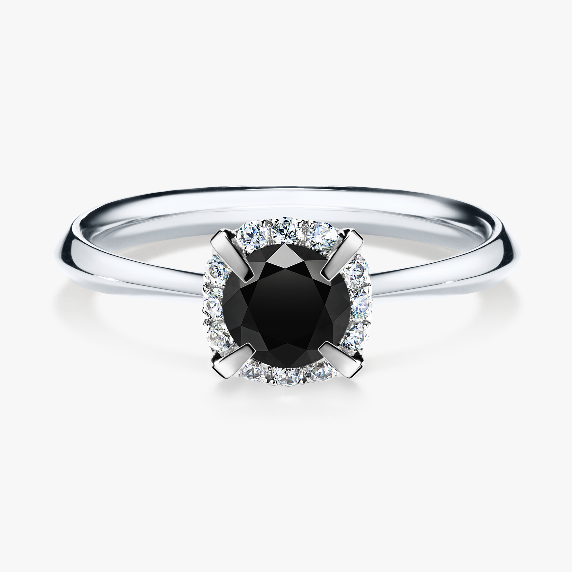 Pierścionek zaręczynowy My Beauty z białego złota z czarnym diamentem 0,62ct