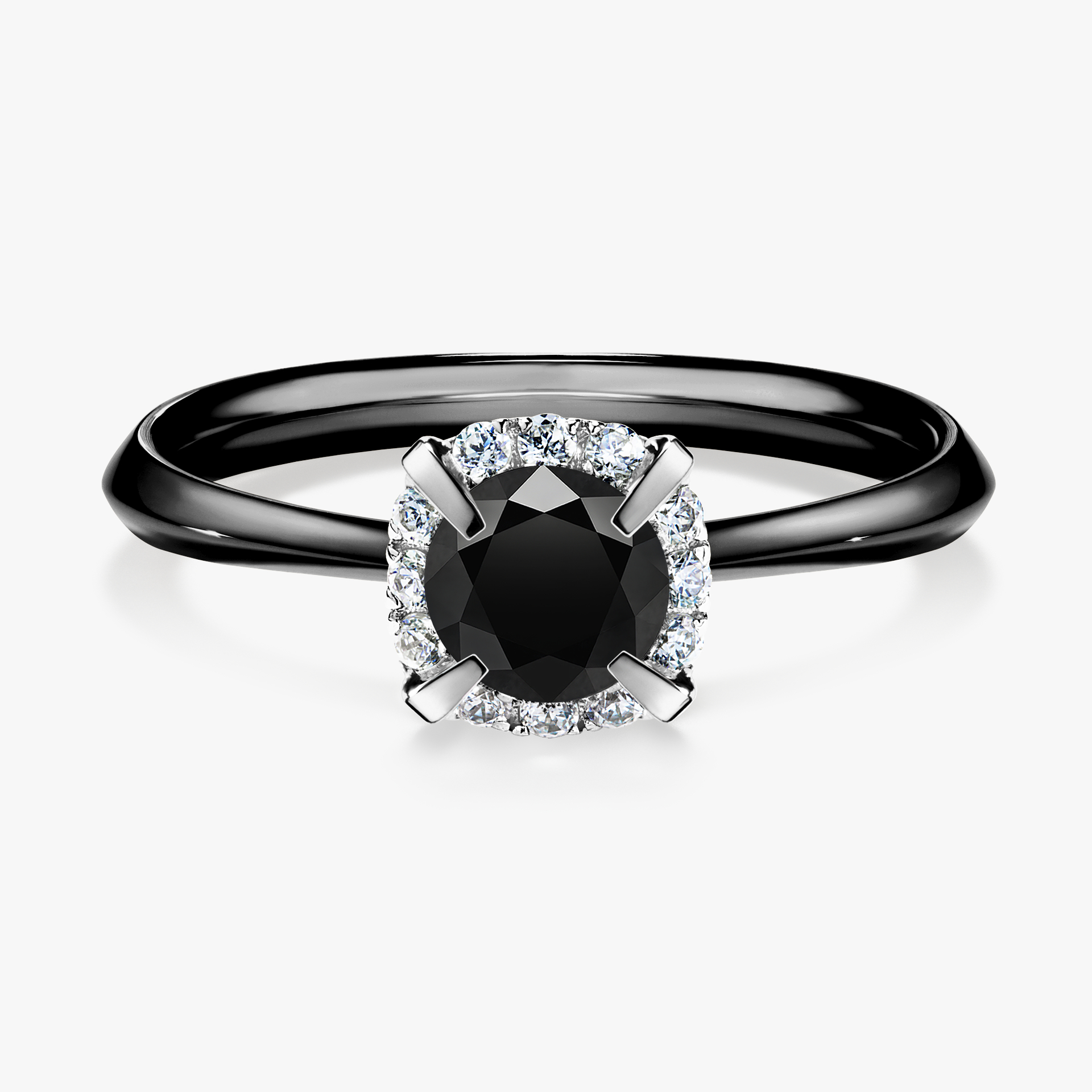 Pierścionek zaręczynowy My Beauty z czarnego złota z czarnym diamentem 0,62ct