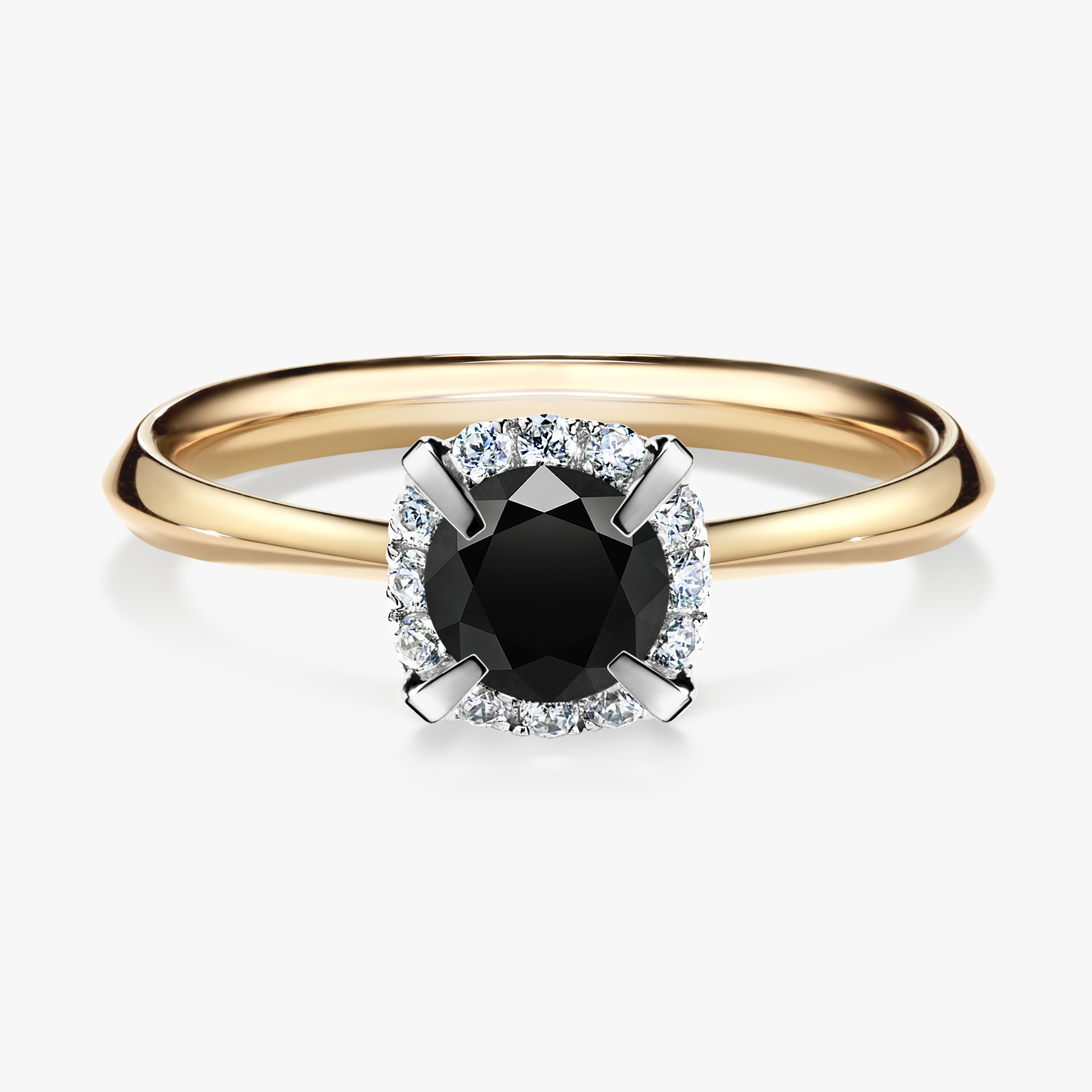 Pierścionek zaręczynowy My Beauty z żółtego złota z czarnym diamentem 0,62ct
