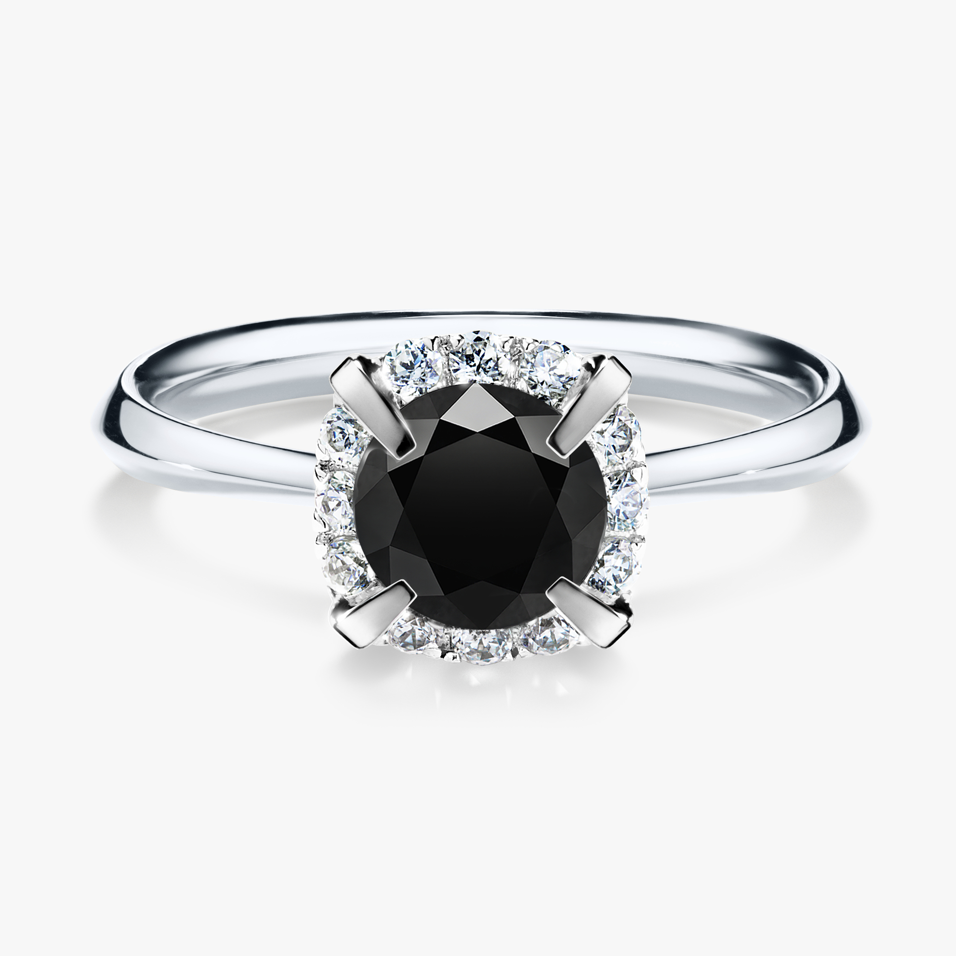 Pierścionek zaręczynowy My Beauty z białego złota z czarnym diamentem 0,98ct
