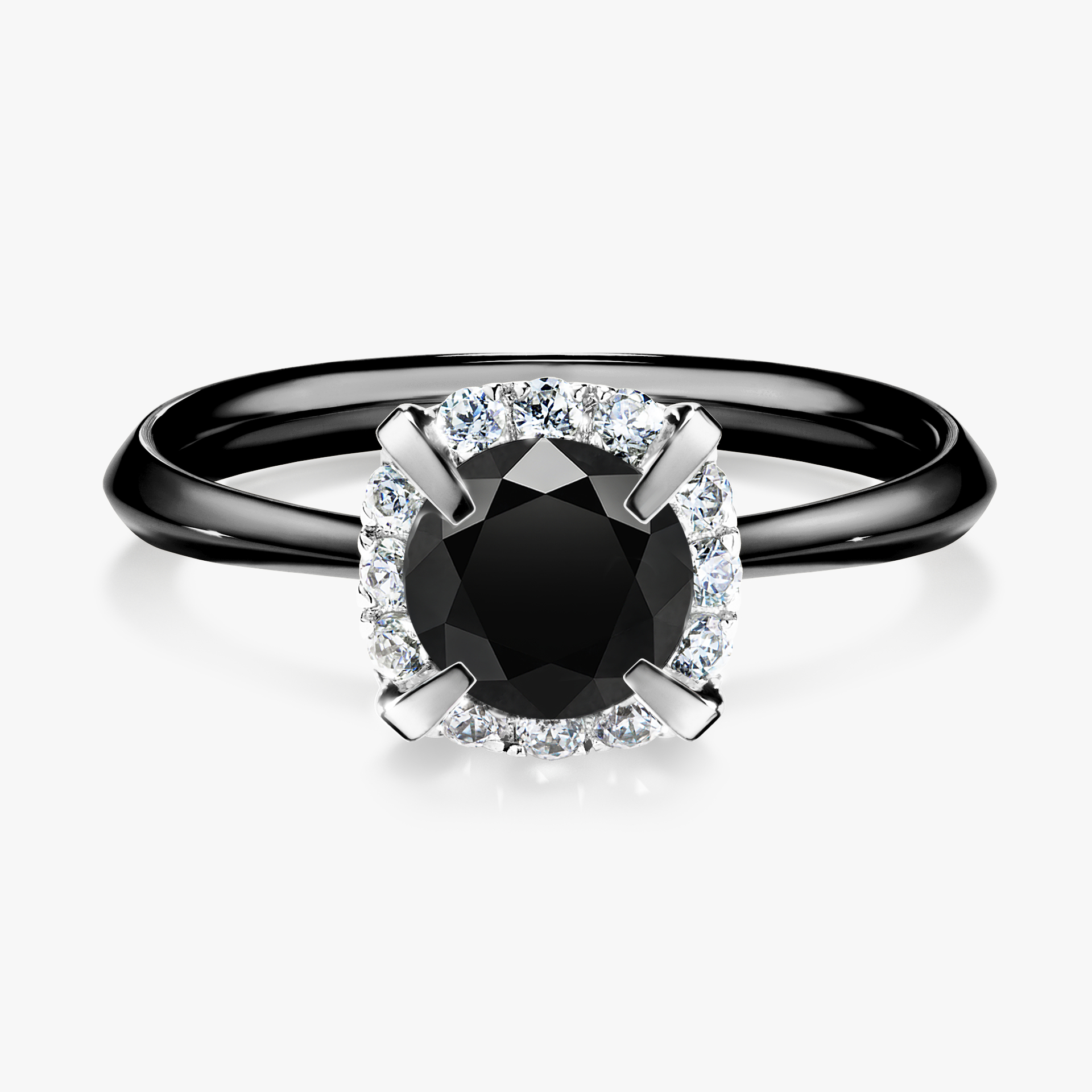 Pierścionek zaręczynowy My Beauty z czarnego złota z czarnym diamentem 0,98ct