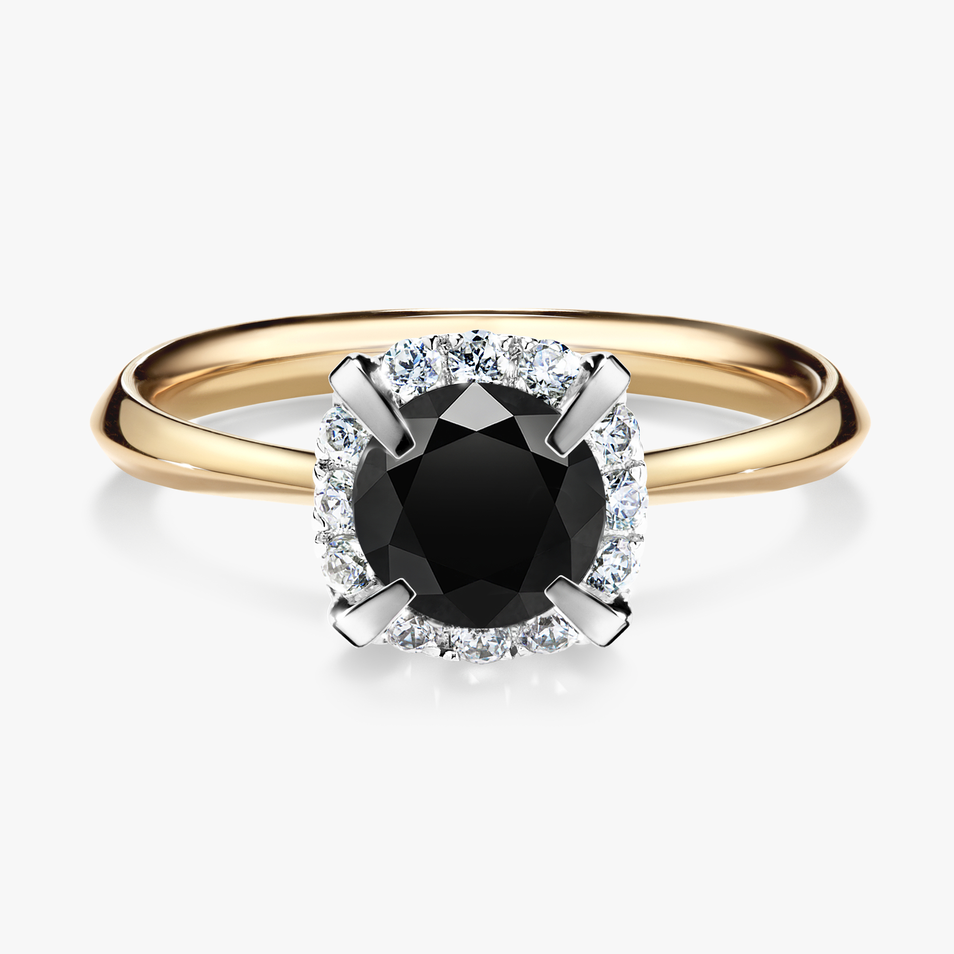 Pierścionek zaręczynowy My Beauty z żółtego złota z czarnym diamentem 0,98ct