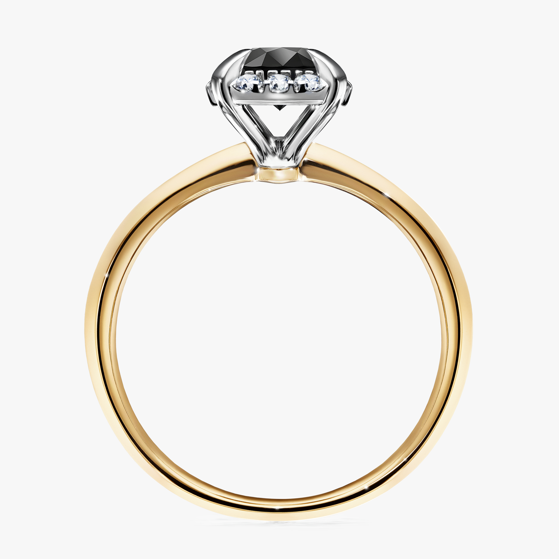 Pierścionek zaręczynowy My Beauty z żółtego złota z czarnym diamentem 0,98ct
