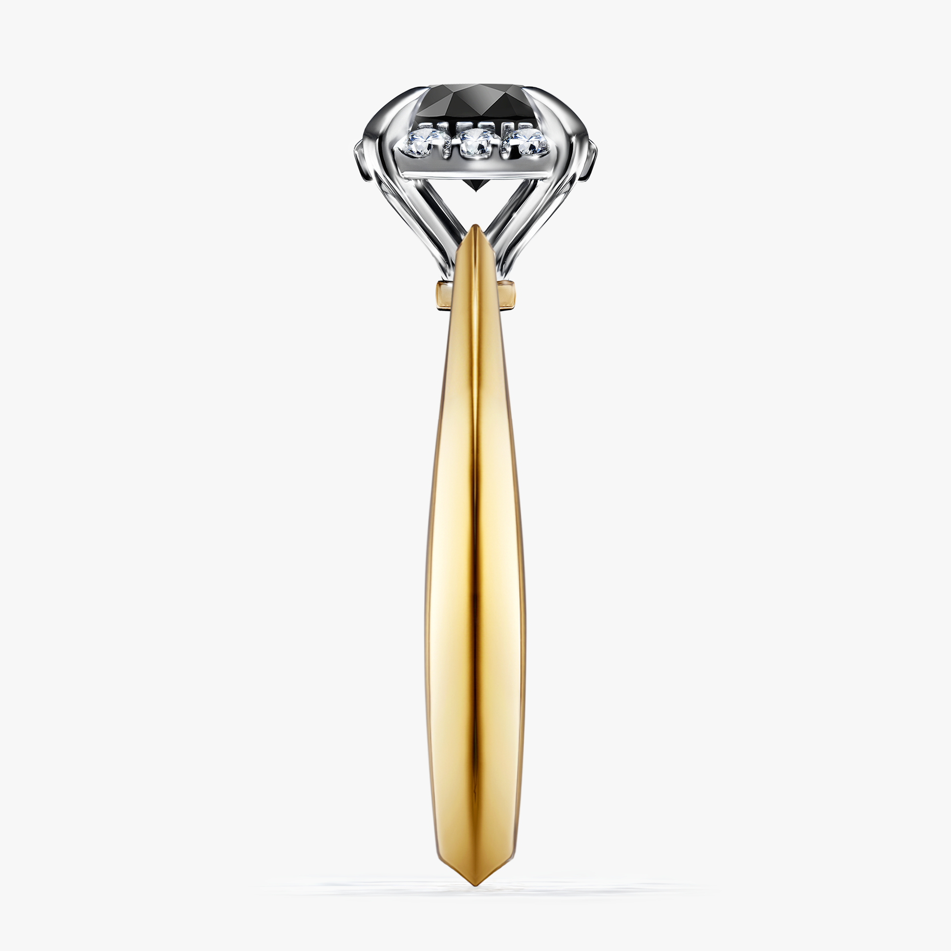 Pierścionek zaręczynowy My Beauty z żółtego złota z czarnym diamentem 0,98ct