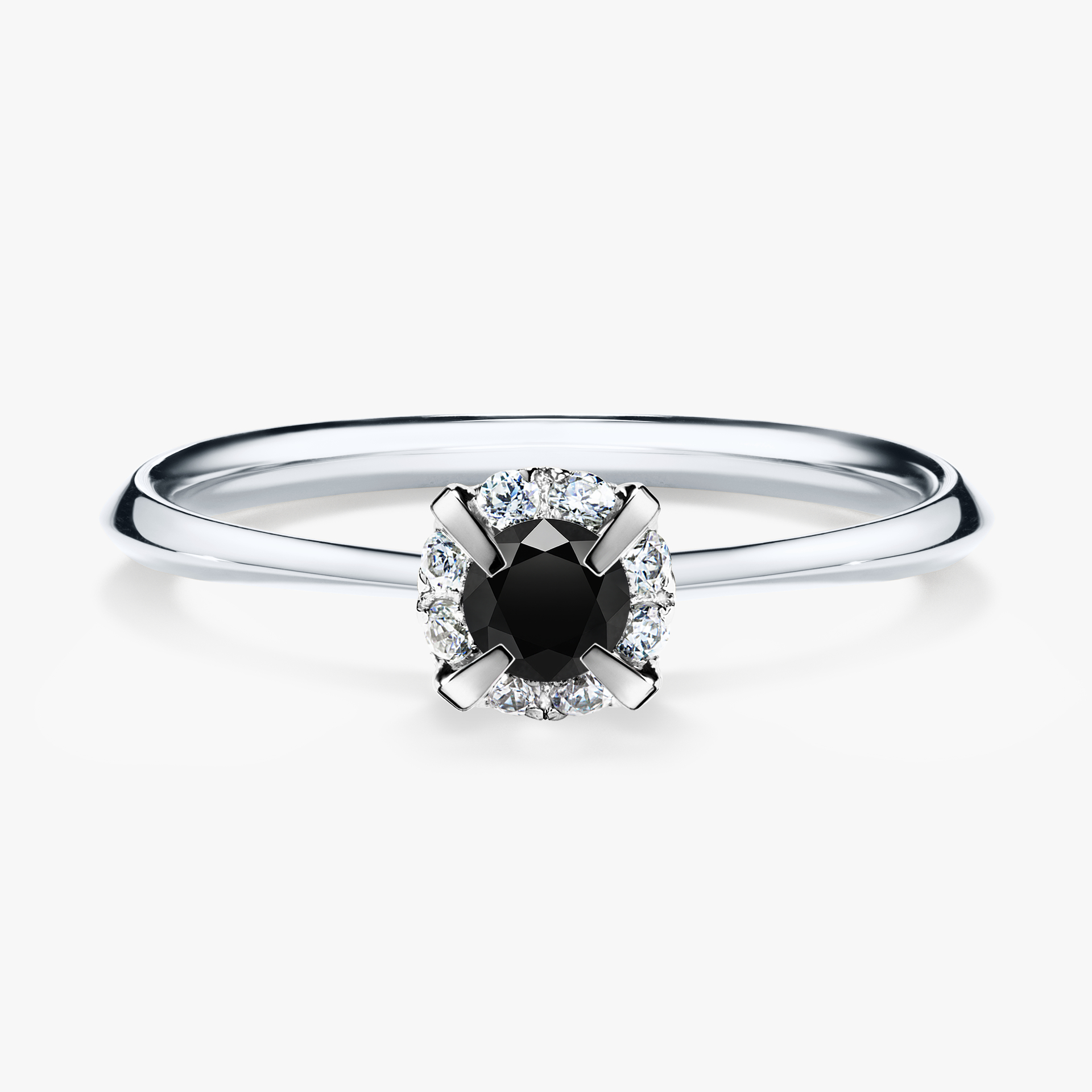 Pierścionek zaręczynowy My Beauty z białego złota z czarnym diamentem 0,14ct