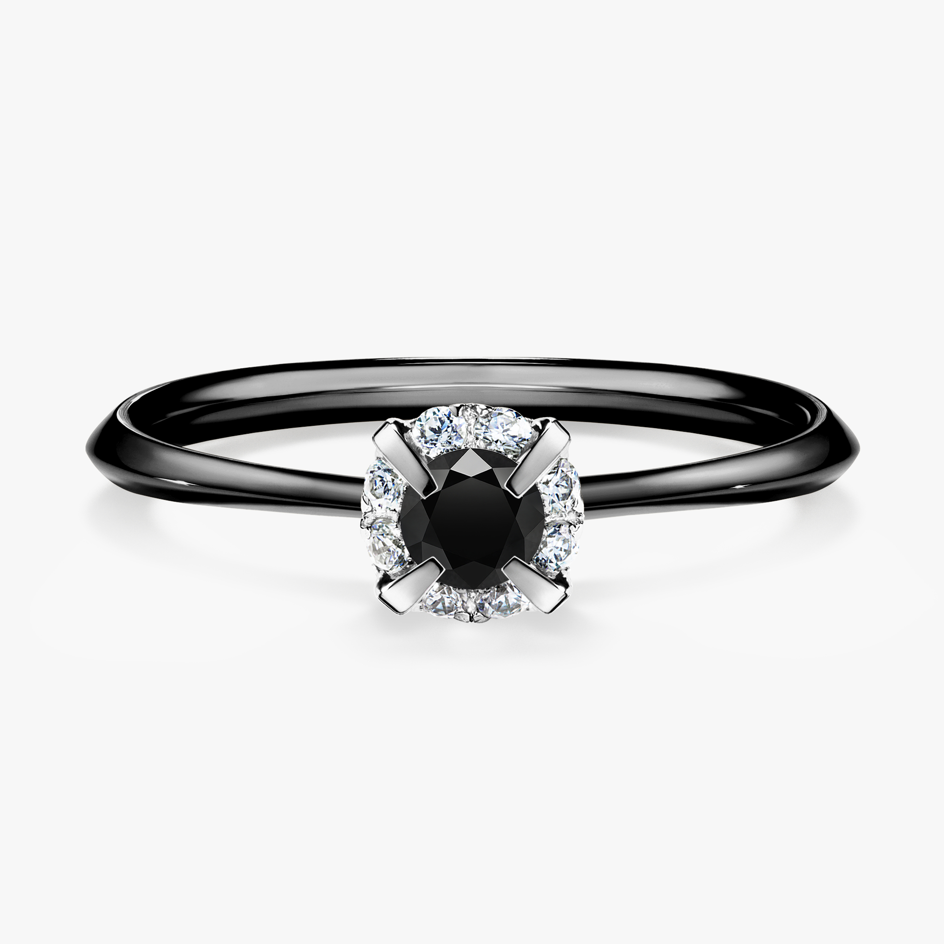 Pierścionek zaręczynowy My Beauty z czarnego złota z czarnym diamentem 0,14ct