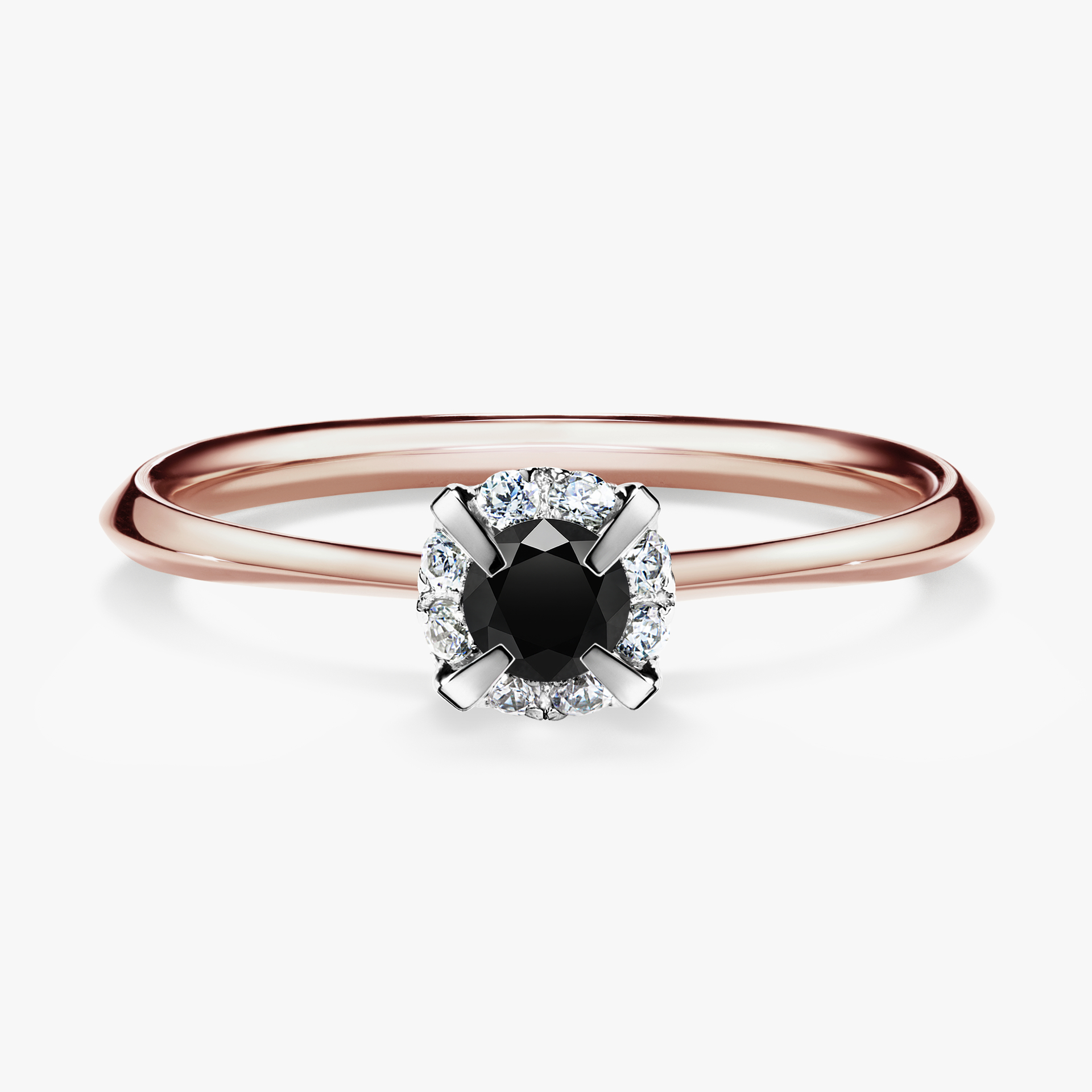 Pierścionek zaręczynowy My Beauty z różowego złota z czarnym diamentem 0,14ct