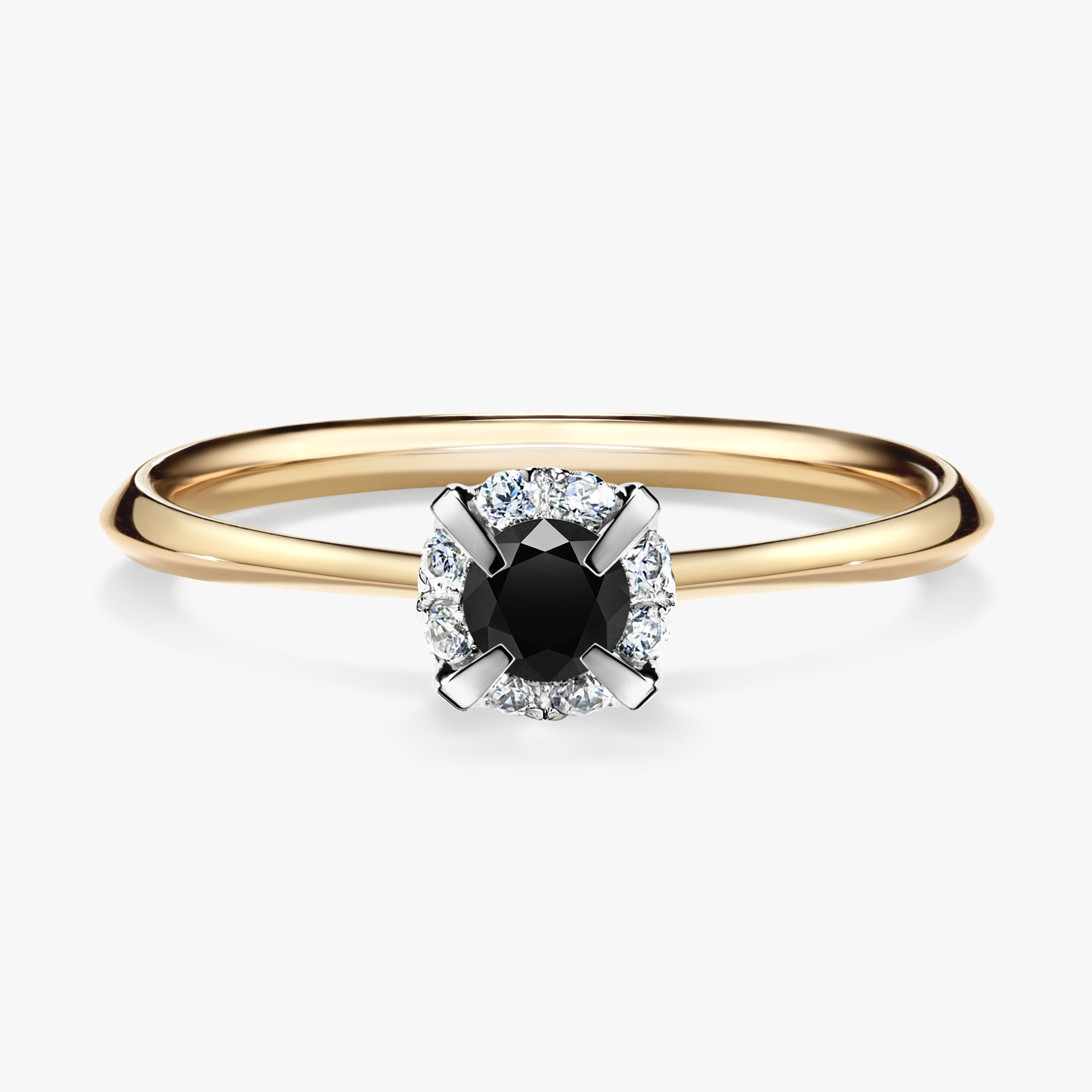 Pierścionek zaręczynowy My Beauty z żółtego złota z czarnym diamentem 0,14ct