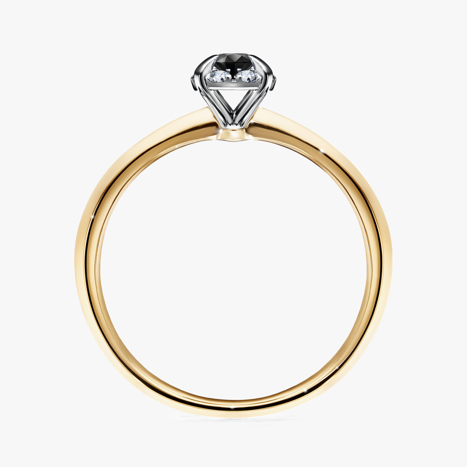 Pierścionek zaręczynowy My Beauty z żółtego złota z czarnym diamentem 0,14ct