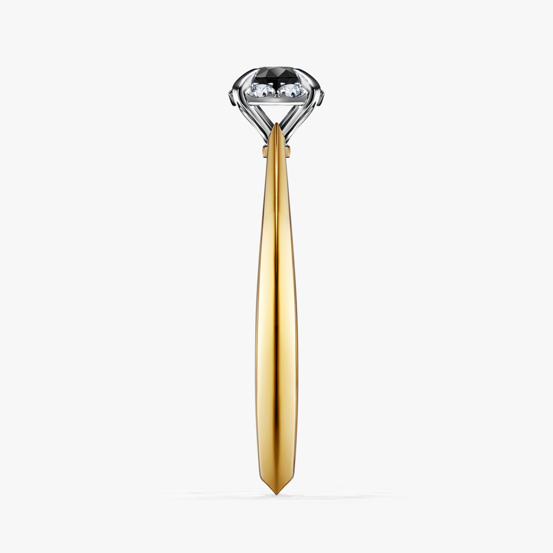 Pierścionek zaręczynowy My Beauty z żółtego złota z czarnym diamentem 0,14ct