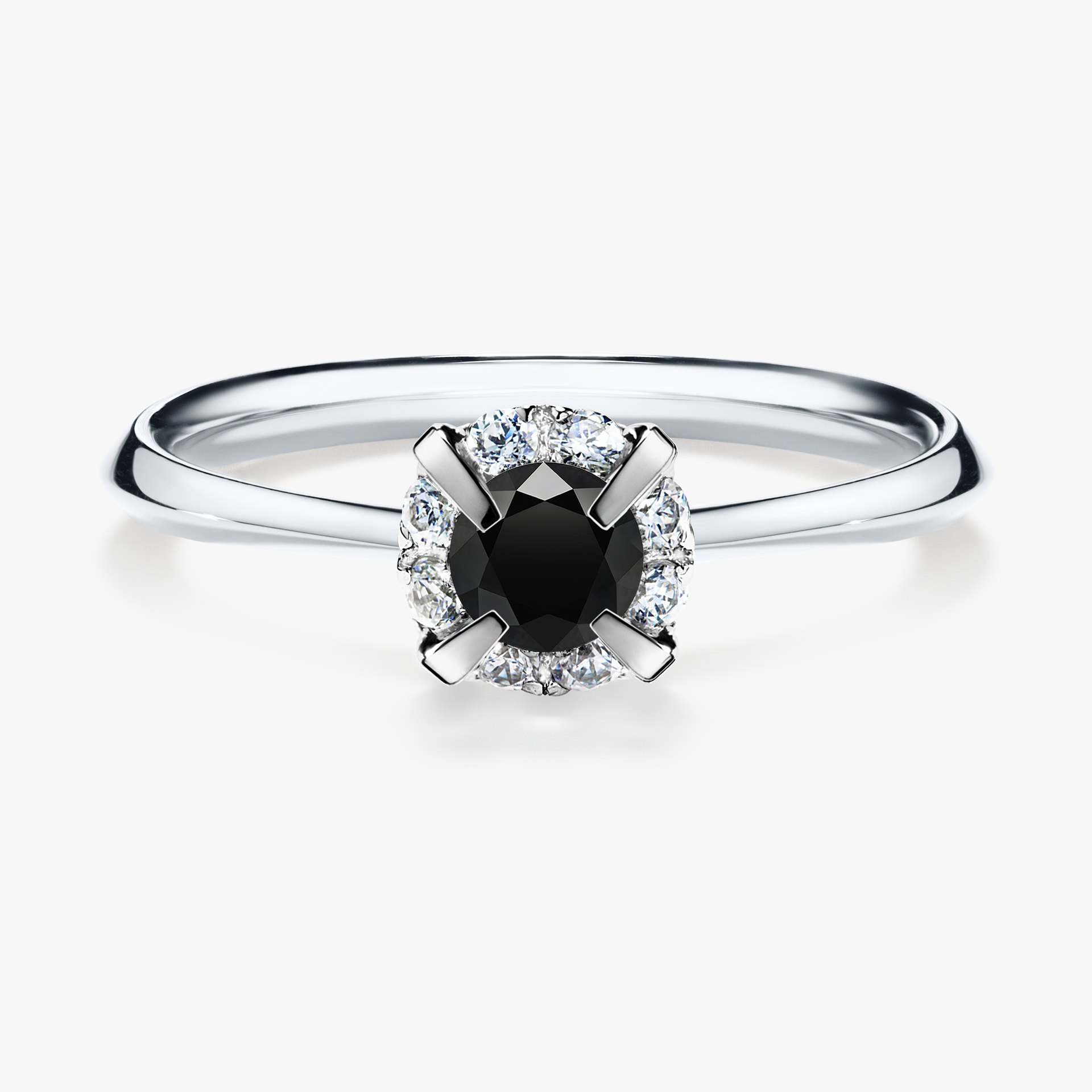 Pierścionek zaręczynowy My Beauty z białego złota z czarnym diamentem 0,33ct