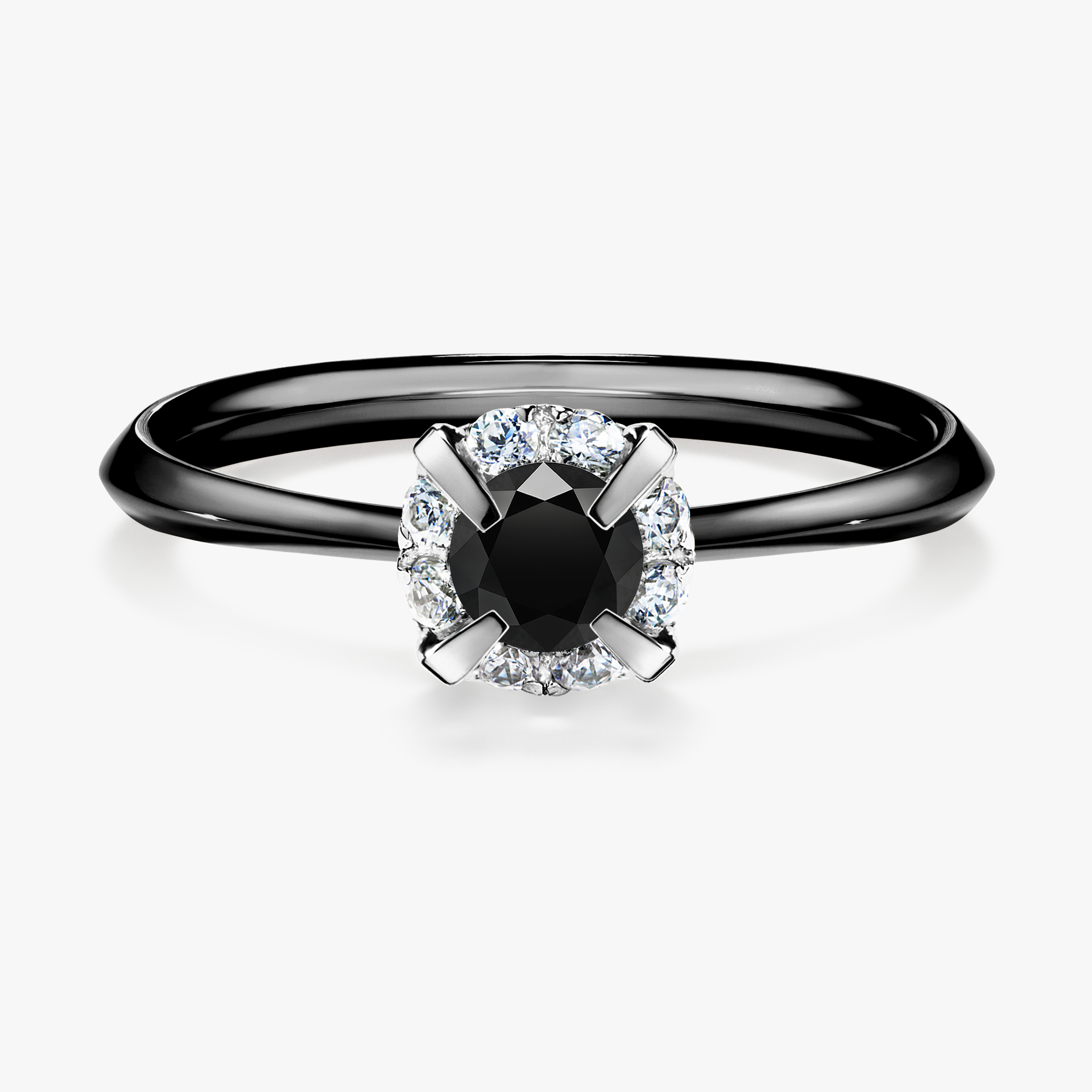 Pierścionek zaręczynowy My Beauty z czarnego złota z czarnym diamentem 0,33ct