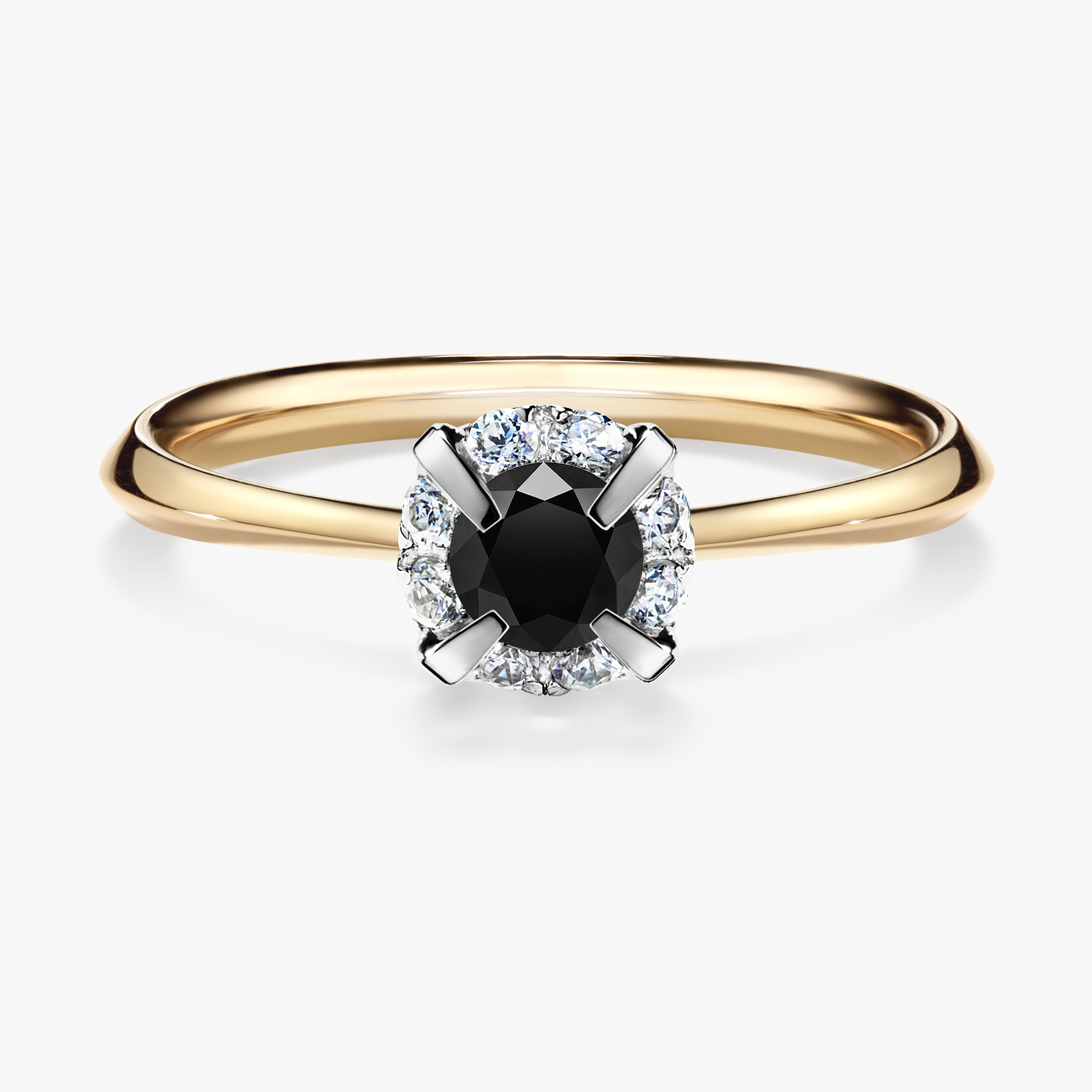 Pierścionek zaręczynowy My Beauty z żółtego złota z czarnym diamentem 0,33ct