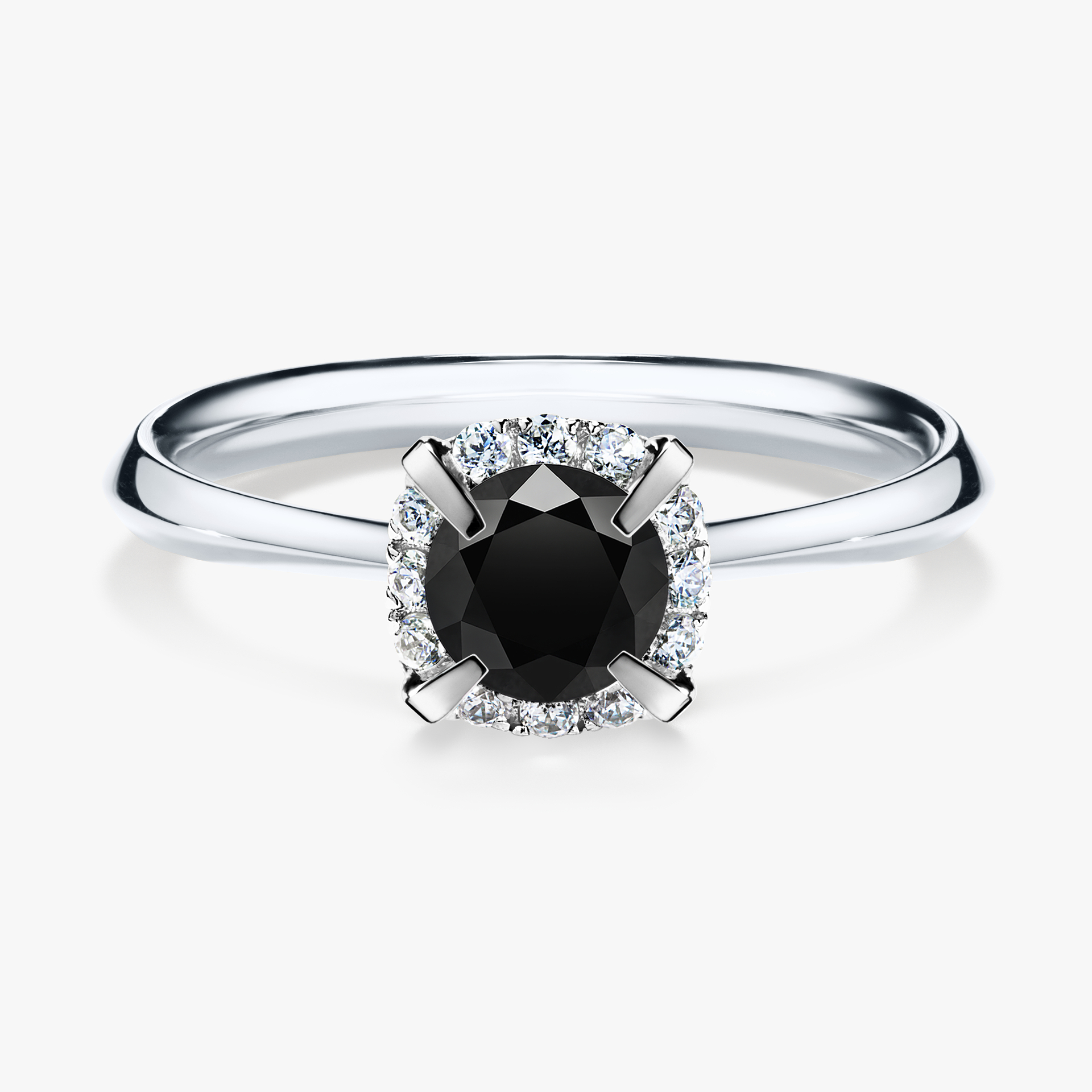 Pierścionek zaręczynowy My Beauty z białego złota z czarnym diamentem 0,62ct
