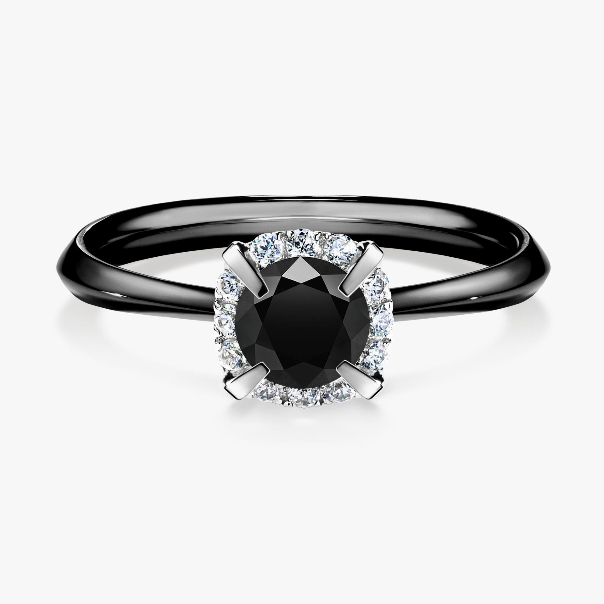 Pierścionek zaręczynowy My Beauty z czarnego złota z czarnym diamentem 0,62ct