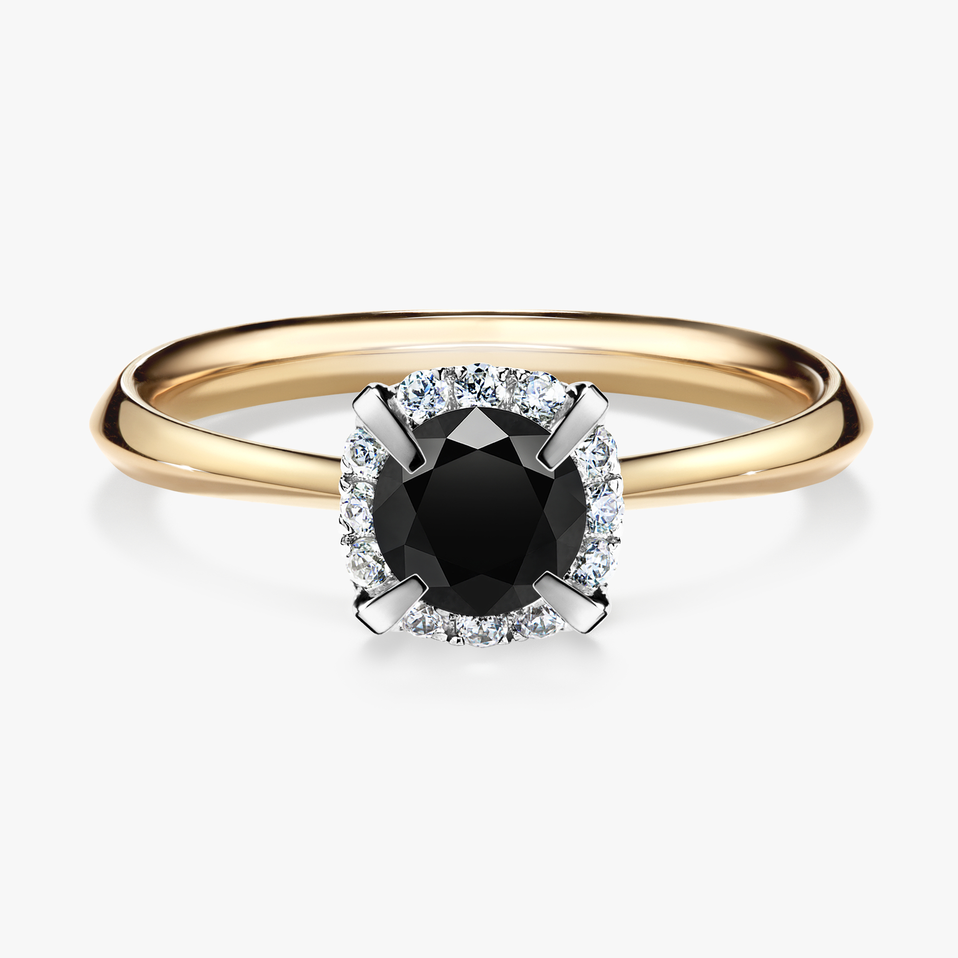 Pierścionek zaręczynowy My Beauty z żółtego złota z czarnym diamentem 0,62ct
