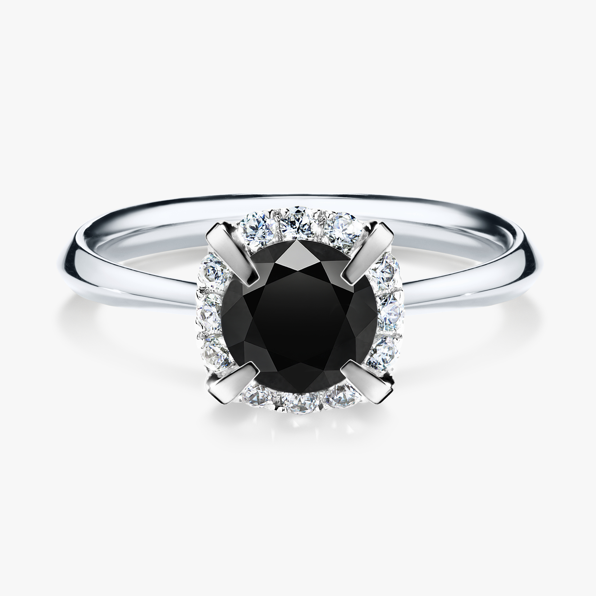 Pierścionek zaręczynowy My Beauty z białego złota z czarnym diamentem 0,98ct
