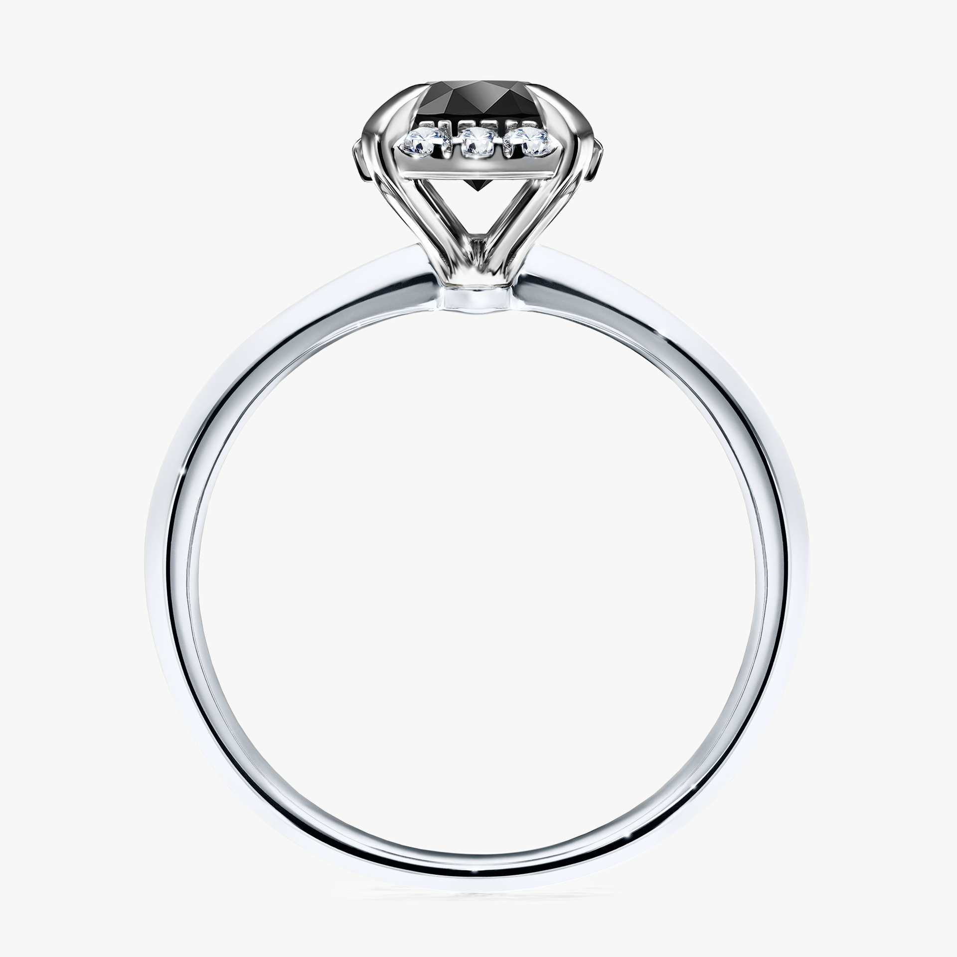 Pierścionek zaręczynowy My Beauty z białego złota z czarnym diamentem 0,98ct