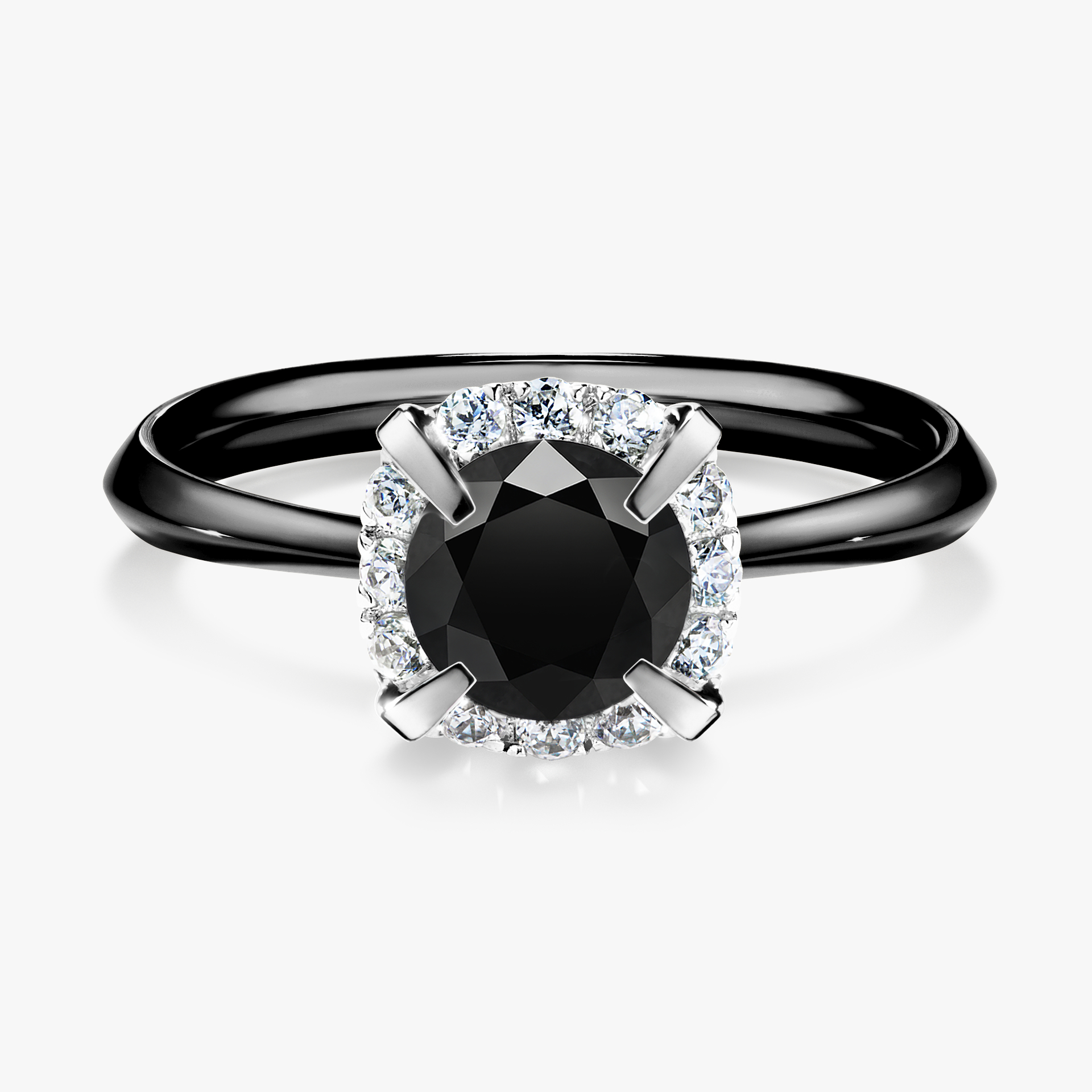 Pierścionek zaręczynowy My Beauty z czarnego złota z czarnym diamentem 0,98ct