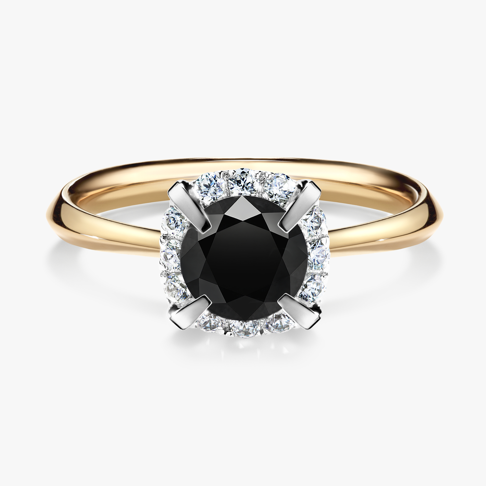 Pierścionek zaręczynowy My Beauty z żółtego złota z czarnym diamentem 0,98ct
