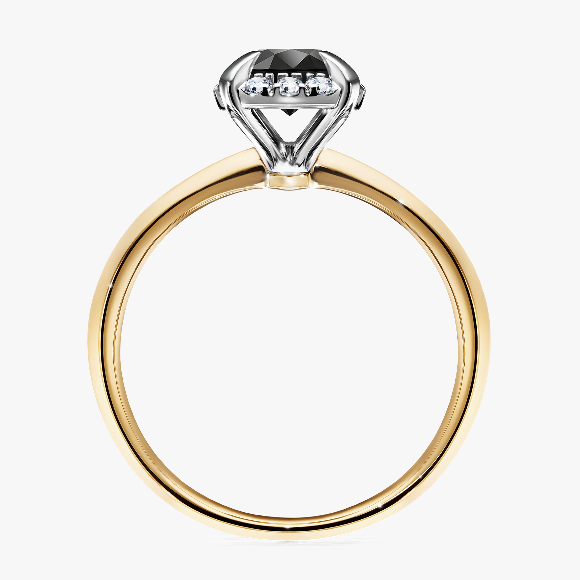 Pierścionek zaręczynowy My Beauty z żółtego złota z czarnym diamentem 0,98ct