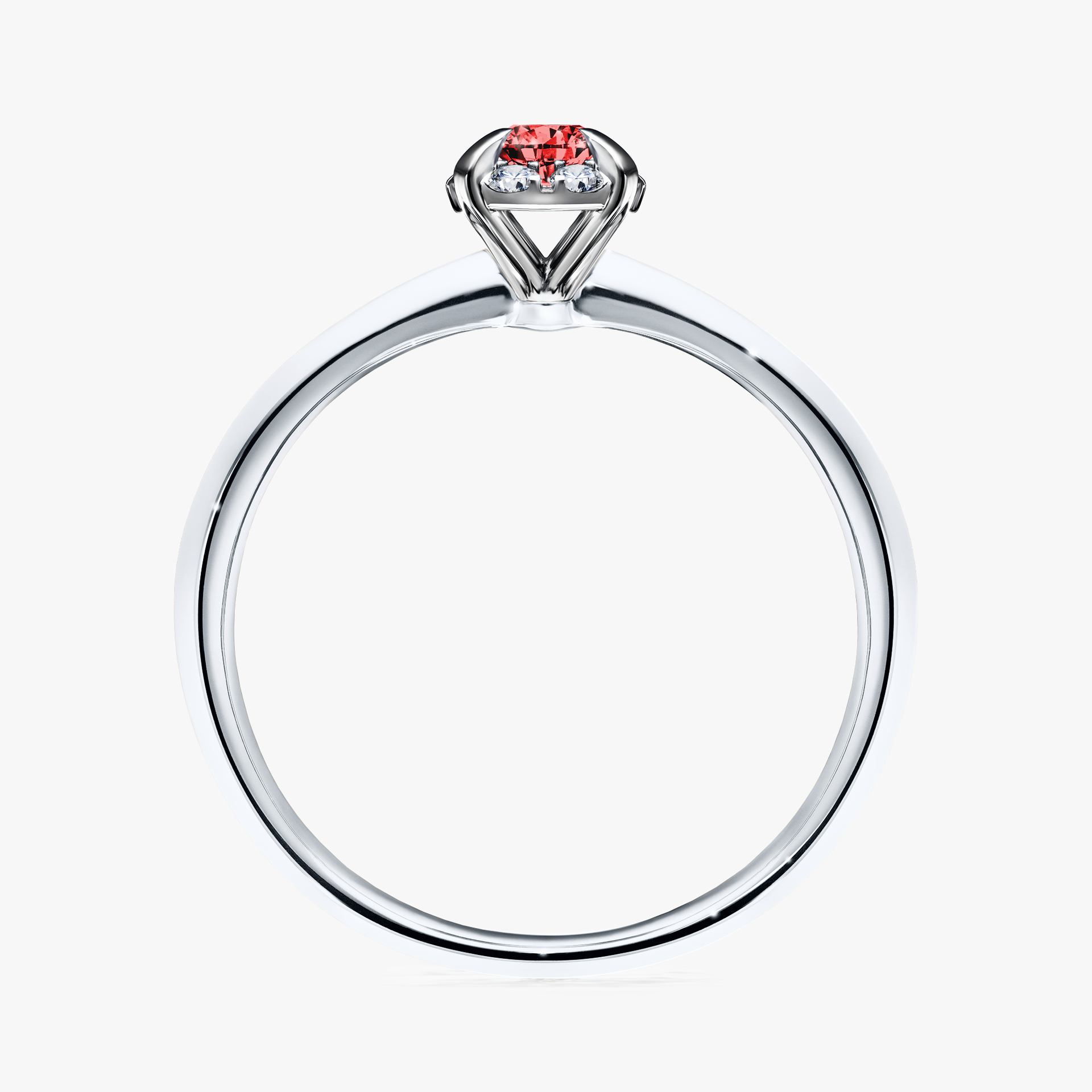Pierścionek zaręczynowy My Beauty z białego złota z czerwonym diamentem 0,14ct