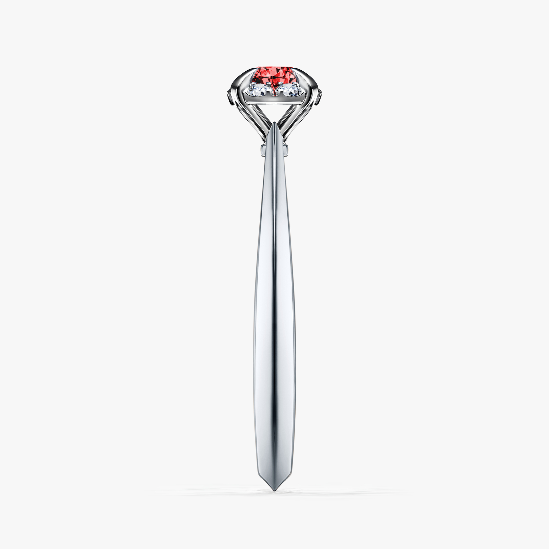 Pierścionek zaręczynowy My Beauty z białego złota z czerwonym diamentem 0,14ct