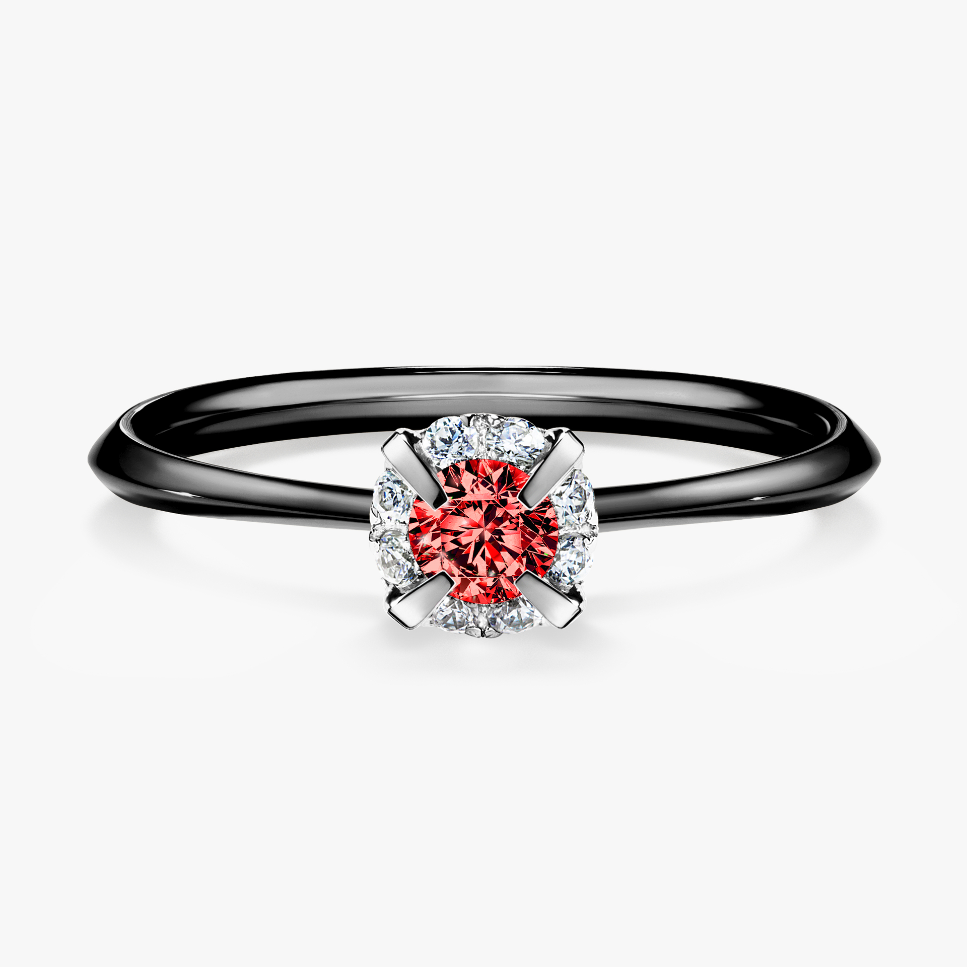 Pierścionek zaręczynowy My Beauty z czarnego złota z czerwonym diamentem 0,14ct